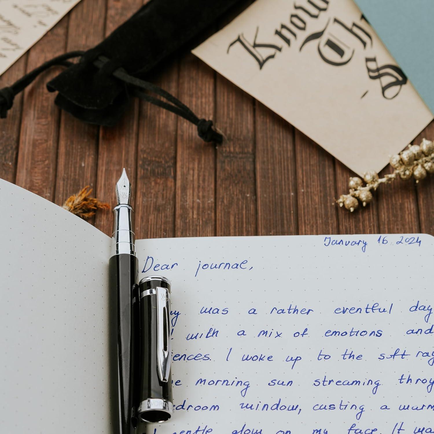 Pluma Fuente Wordsworth & Black Cromo Negro Punta Media 1 Unidad