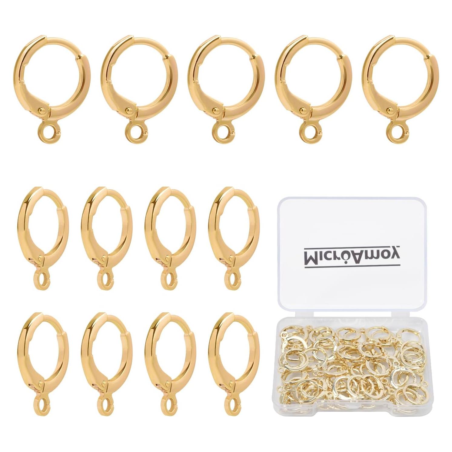 60 Ganchos de Aro Huggie Oro Lleno 14K MICROAMOY Hipoalergénicos