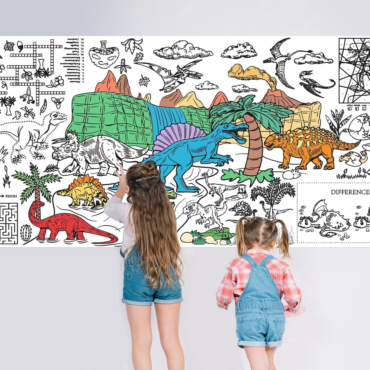 Póster para Colorear Dinosaurio Gigante Leezead 182.88x86.36 cm