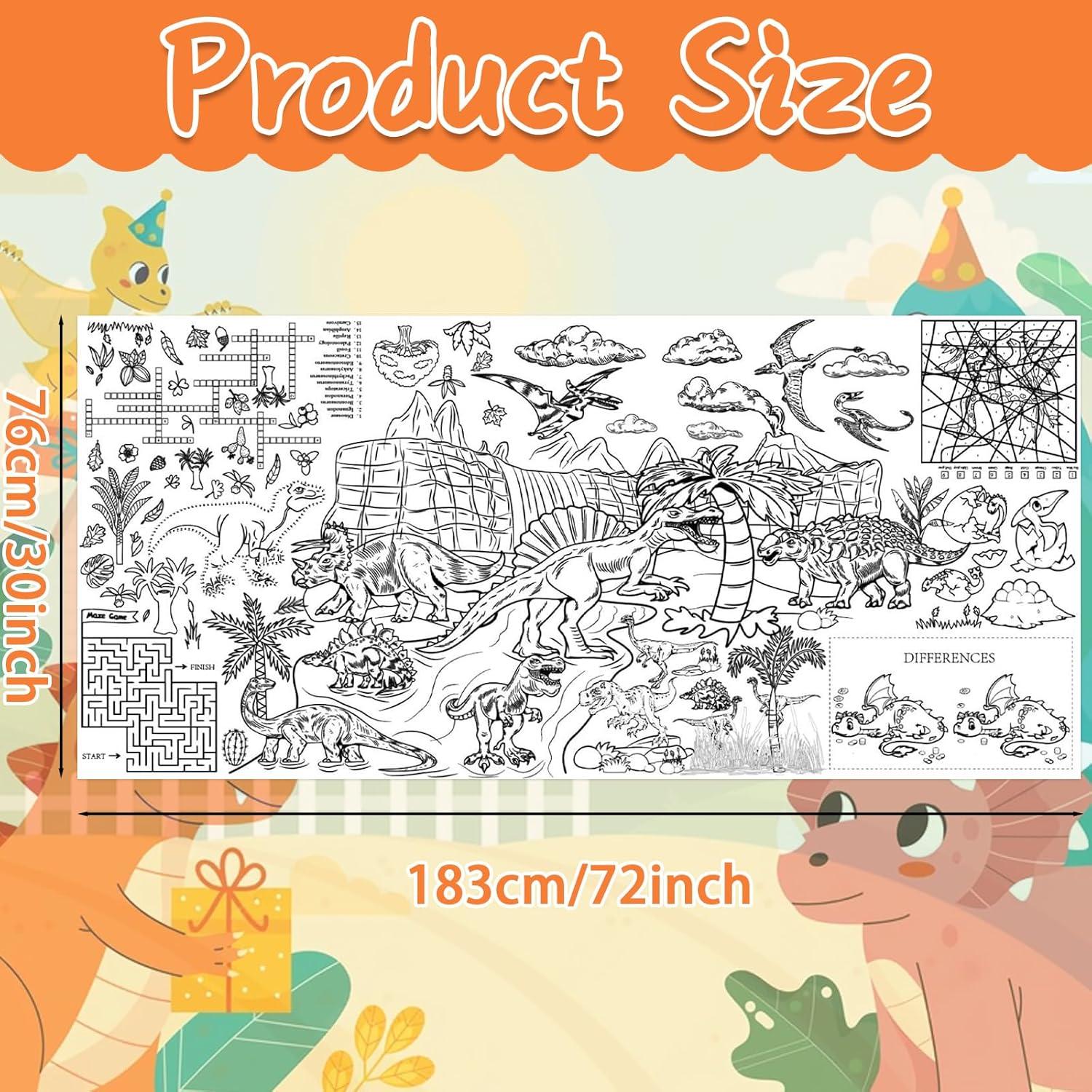 Póster para Colorear Dinosaurio Gigante Leezead 182.88x86.36 cm