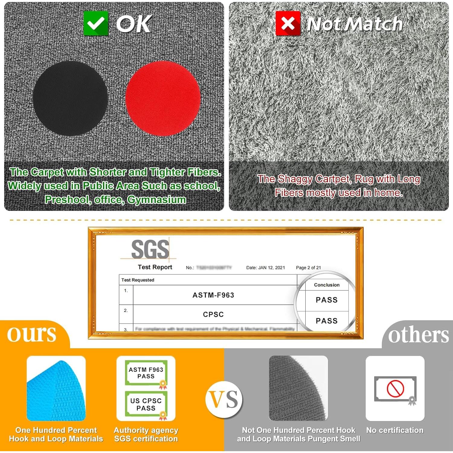 81 Pcs Puntos de Alfombra IKAYAS 10.16 cm para Aula