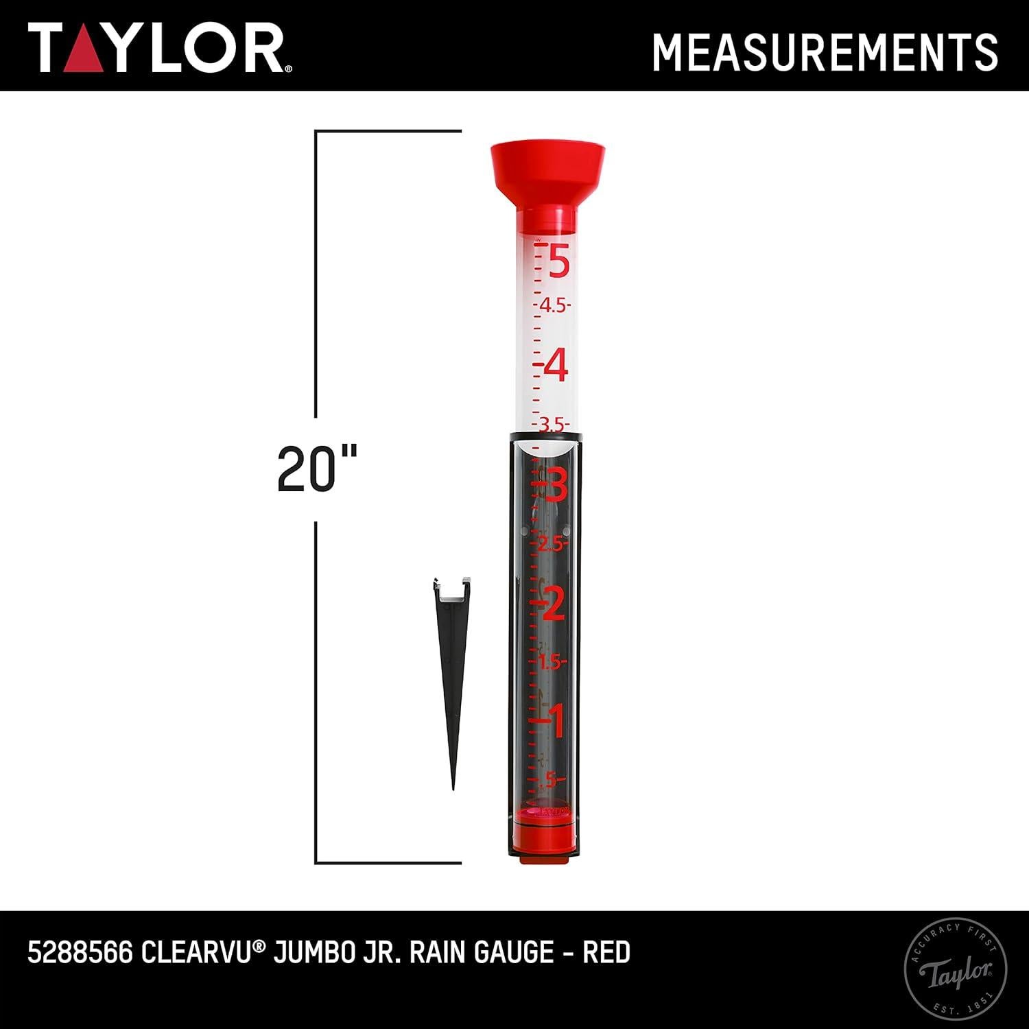 Medidor de Lluvia Jumbo Jr Taylor 63.5 cm Rojo con Soporte