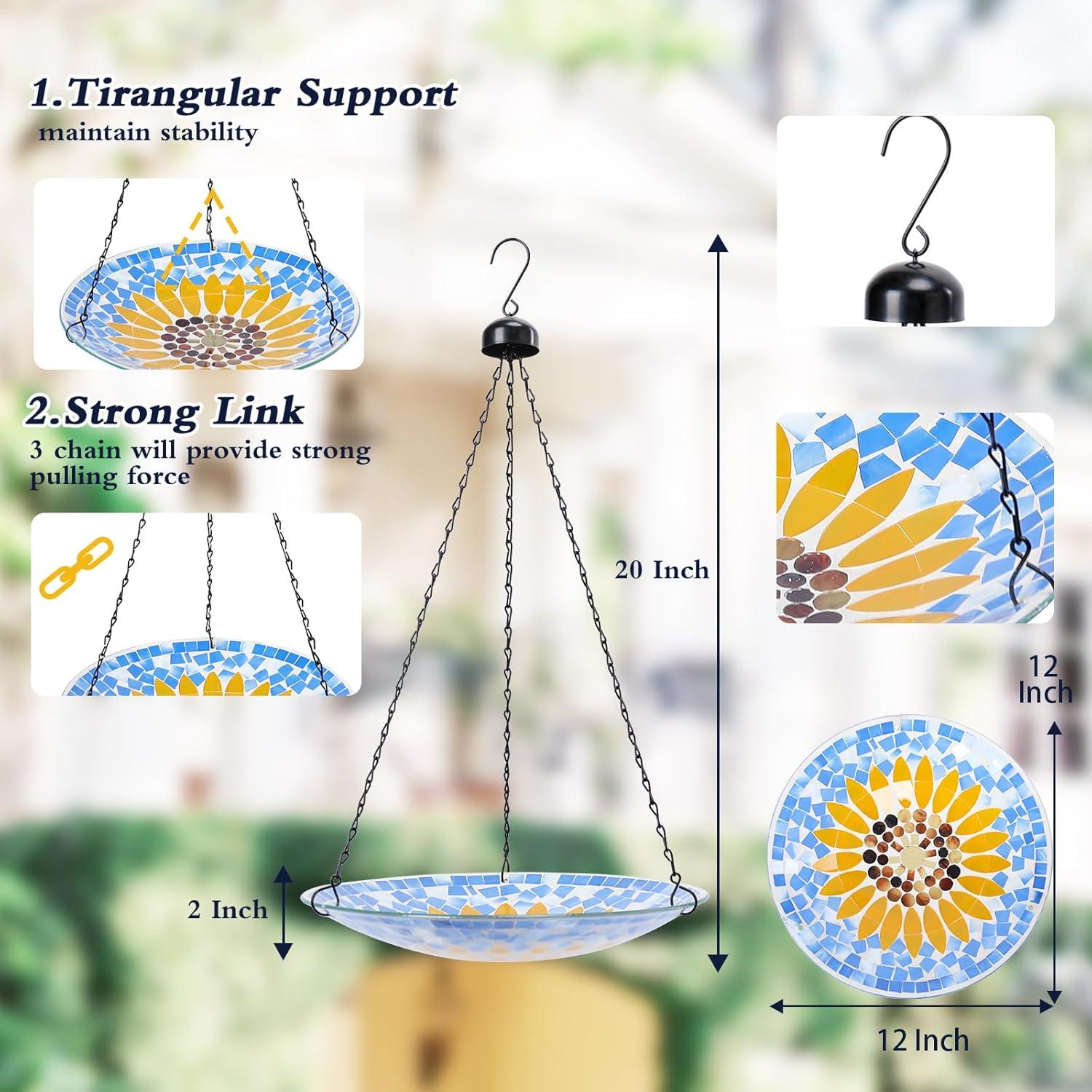 Fuente Colgante para Aves MUMTOP de Vidrio 30.48 cm Girasol