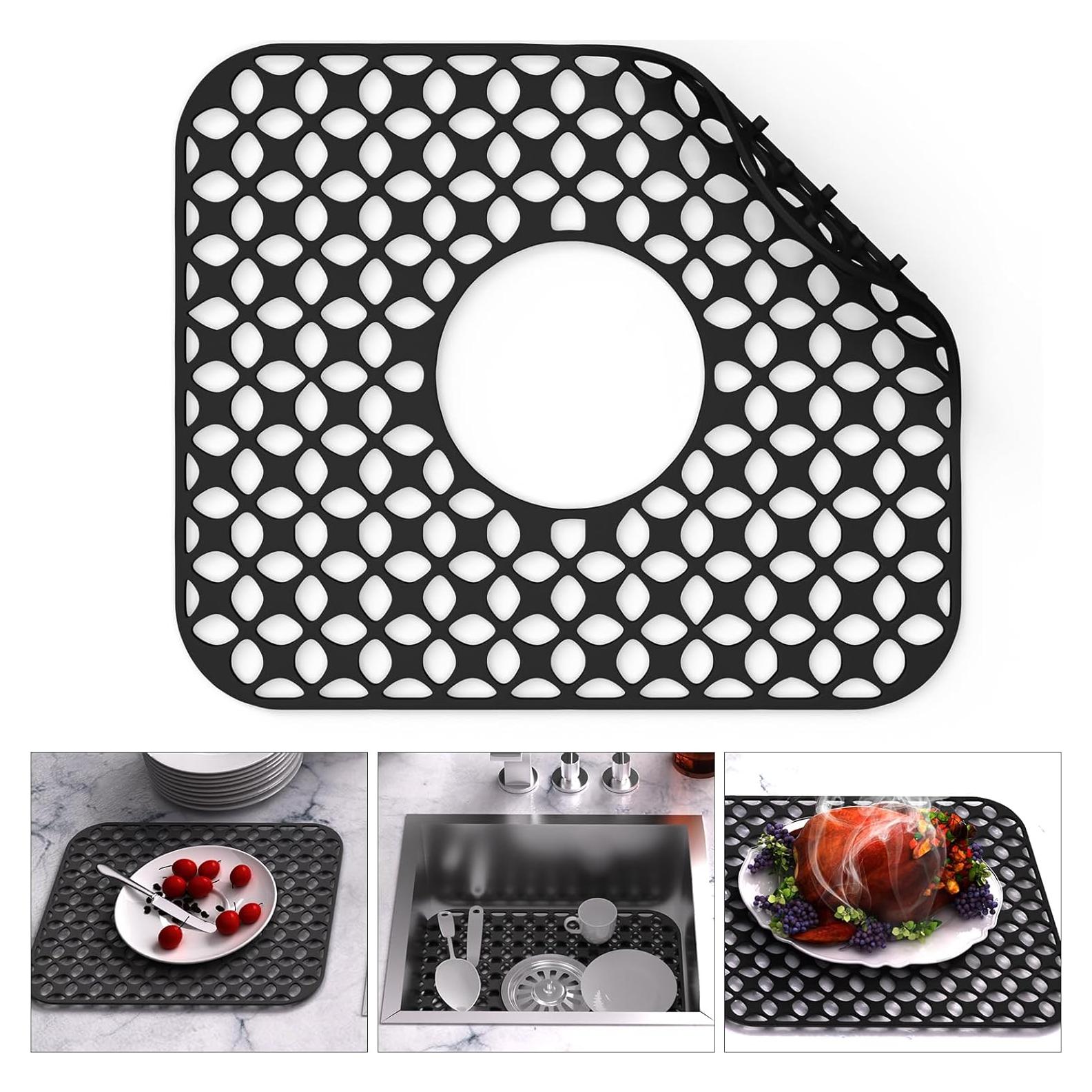 TOOVEM Protector de Fregadero de Silicona Negro 34.5x29.5cm