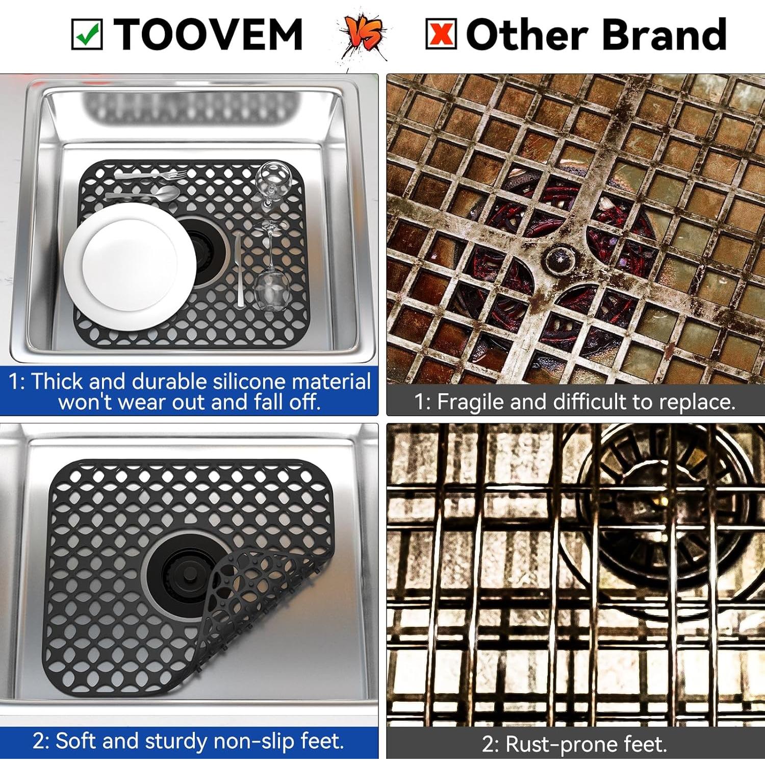 TOOVEM Protector de Fregadero de Silicona Negro 34.5x29.5cm