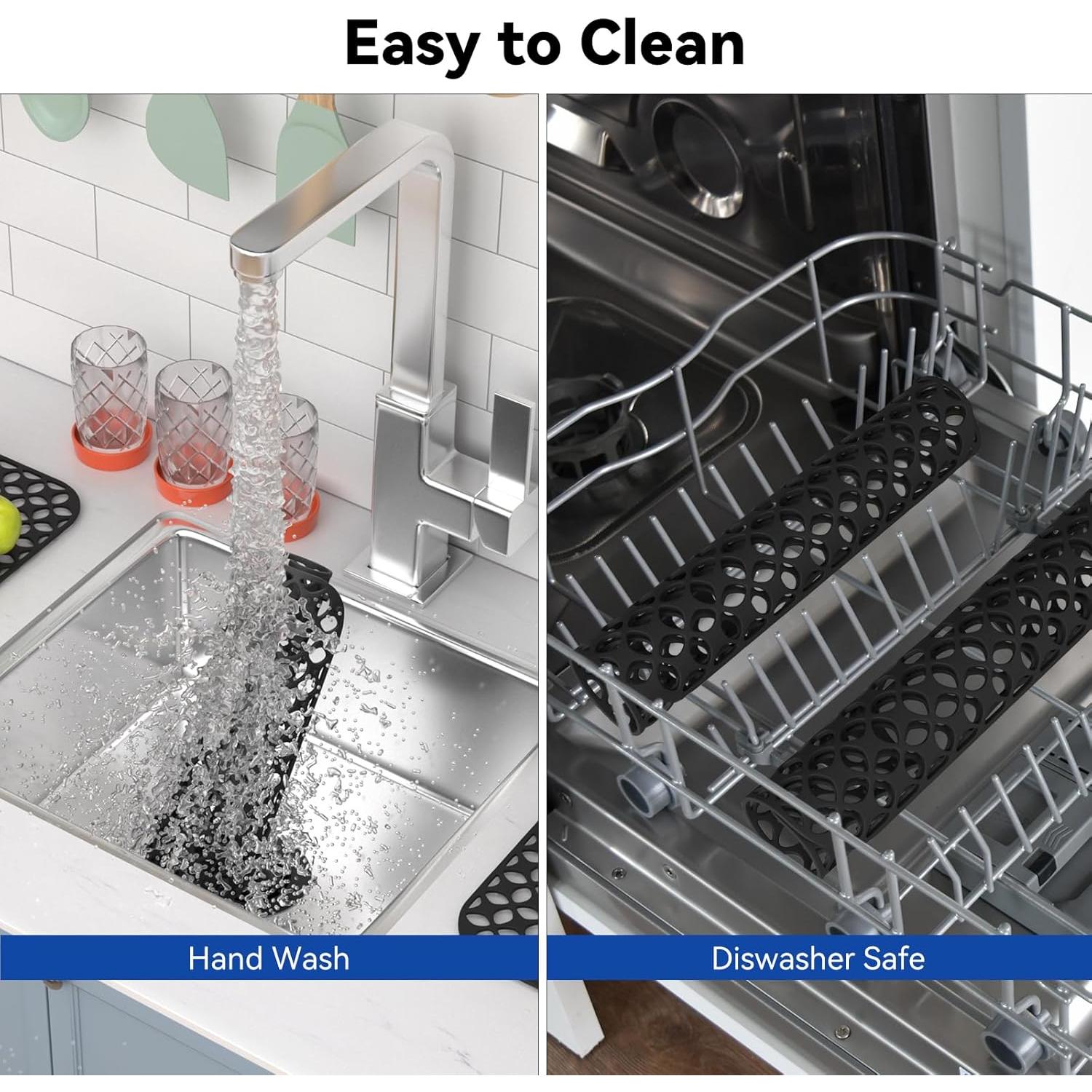 TOOVEM Protector de Fregadero de Silicona Negro 34.5x29.5cm