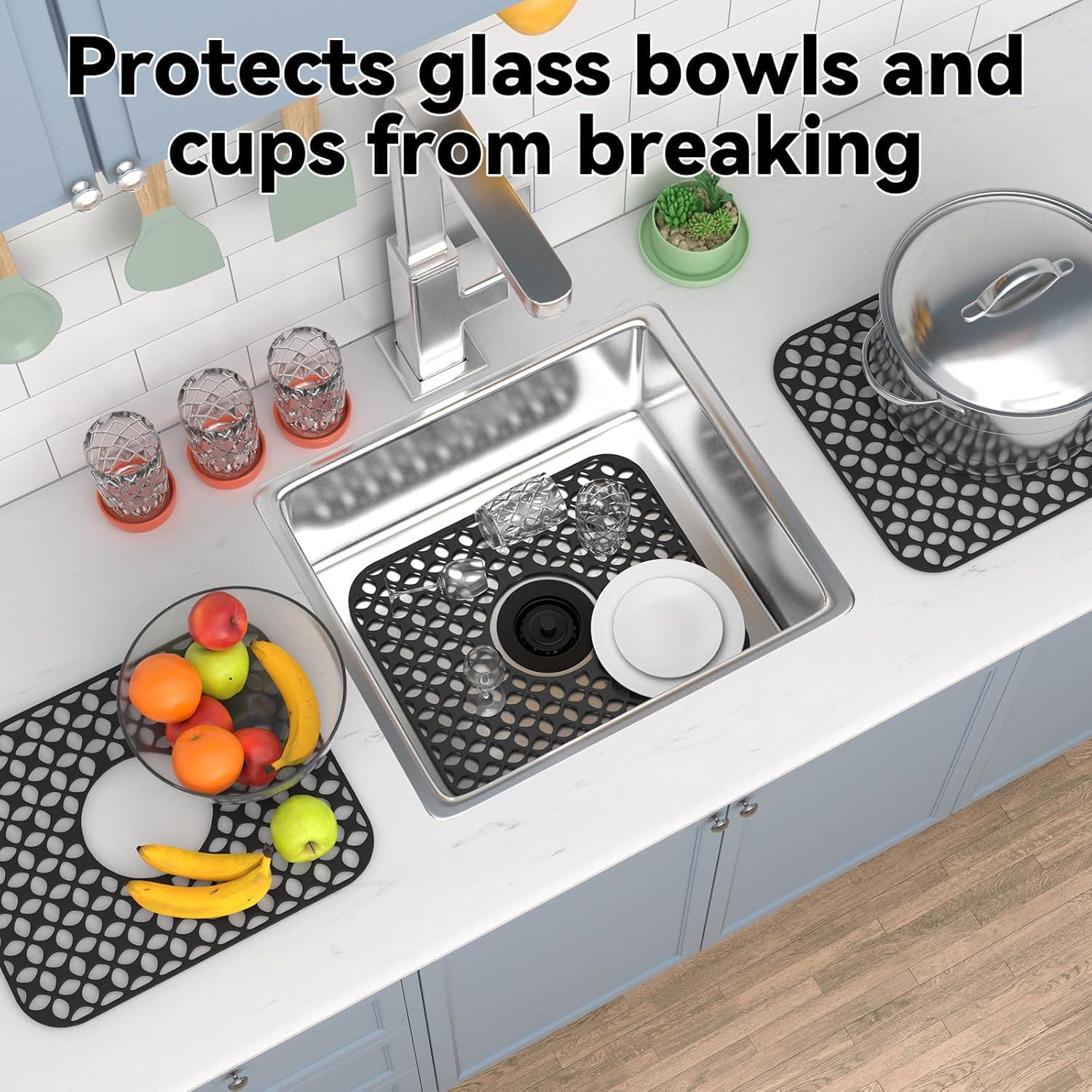 TOOVEM Protector de Fregadero de Silicona Negro 34.5x29.5cm