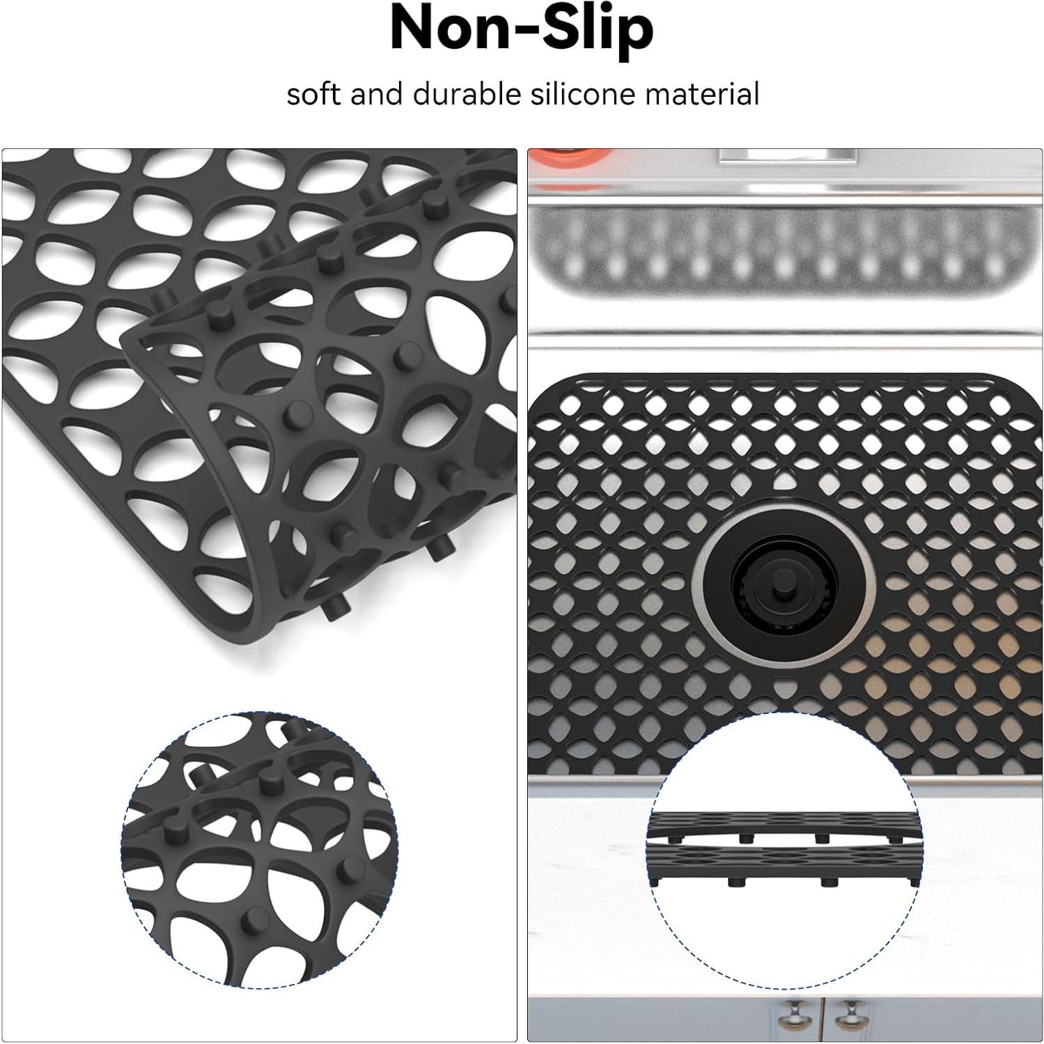 TOOVEM Protector de Fregadero de Silicona Negro 34.5x29.5cm