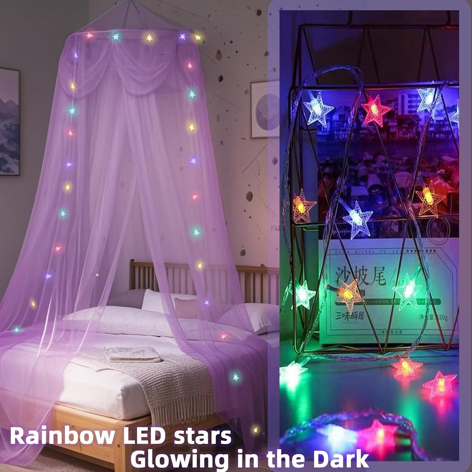 Dosel de Cama Morado con Luces LED Emopaw - Redondo 260 cm