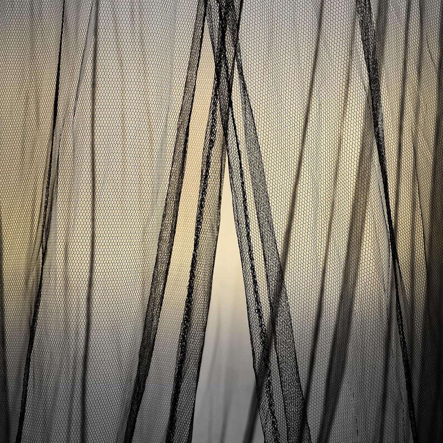 Dosel de Cama Negro con Luces LED 300 y Aro Redondo