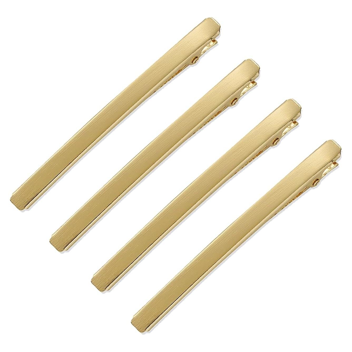 4 Clips de Pelo Cocodrilo Oro KINGWEDDING 8cm Metal Brillante