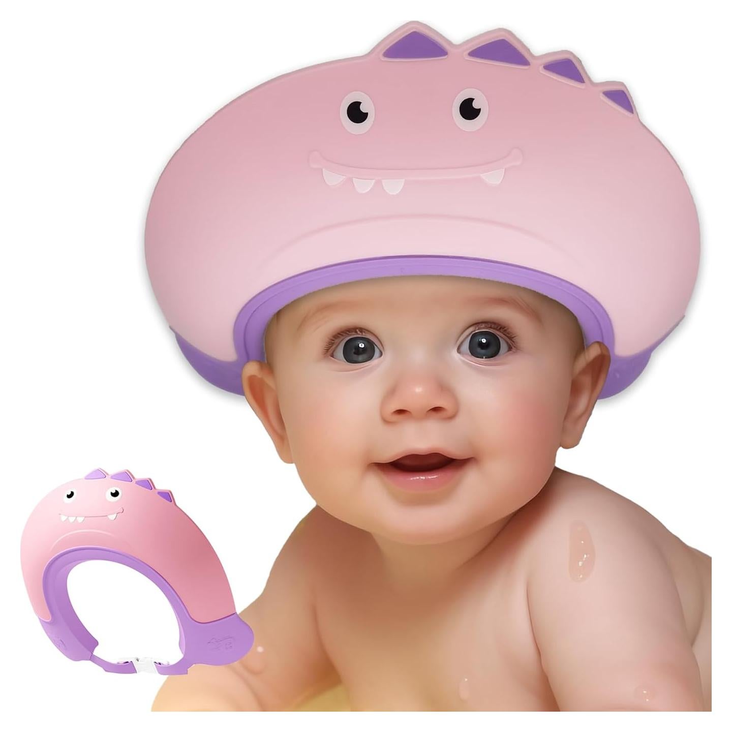 Gorro de ducha para bebés TinyGuardian - Dinosaurio Rosa