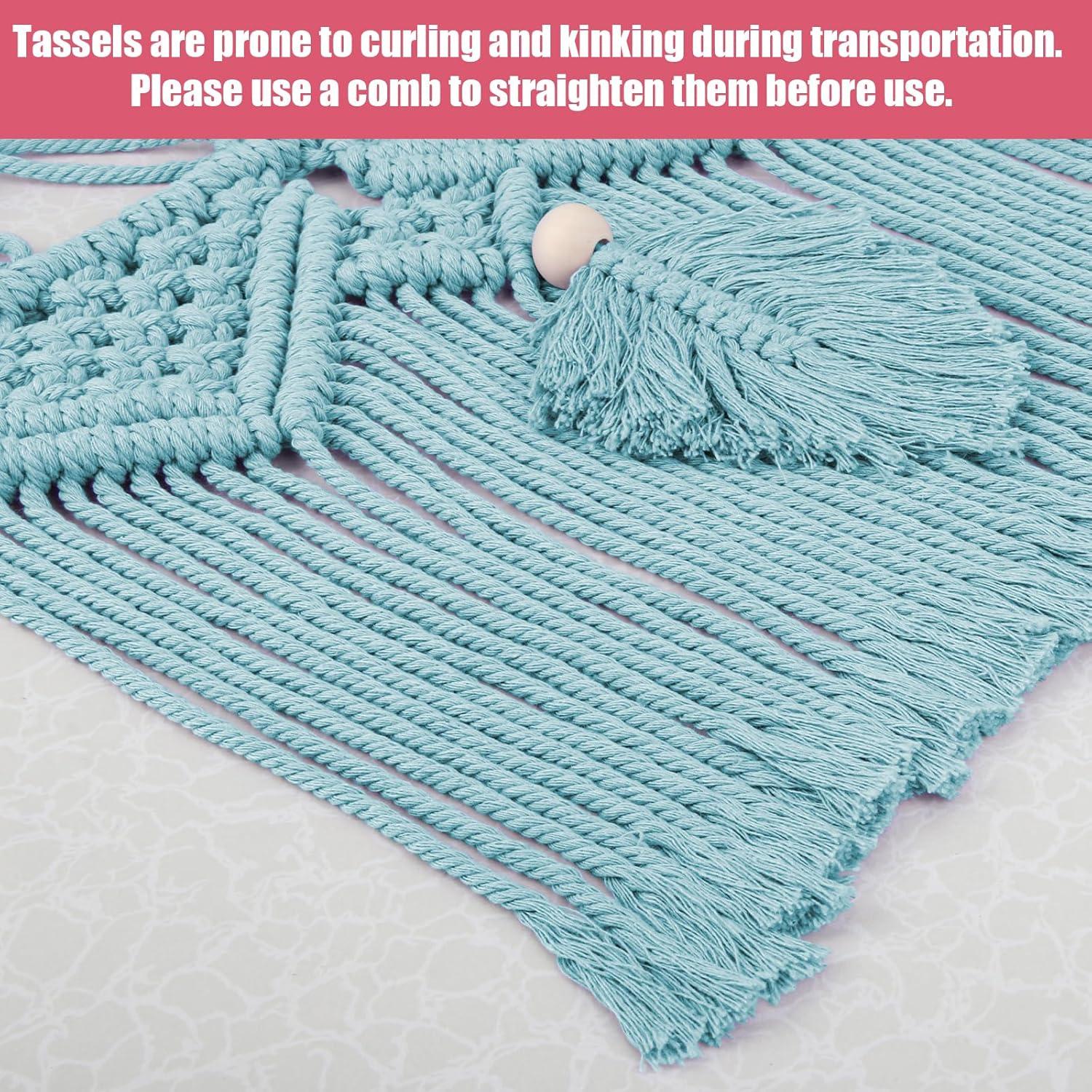 Stuffed Animal Hammock Corner - 56'' Jumbo Handcrafted 5mm Double Macrame Cord Stuffed Animal Storage Net - 100% Natural Cotton Toy Hammock Holder - Turquoise Stuffy Plushie Net w/LED Star Light