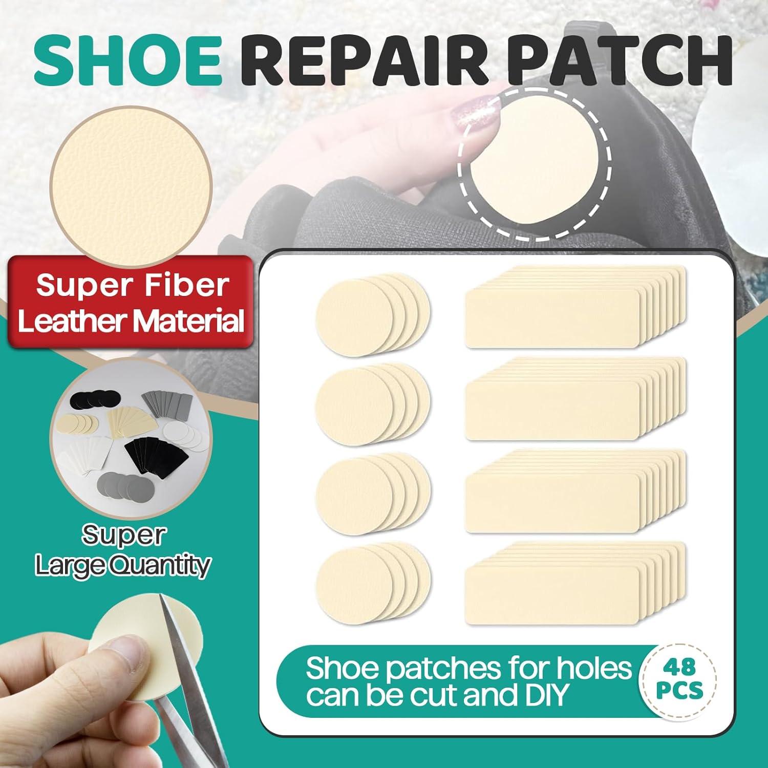 48 Parches Beige Autoadhesivos para Reparar Zapatos - 2 Formas