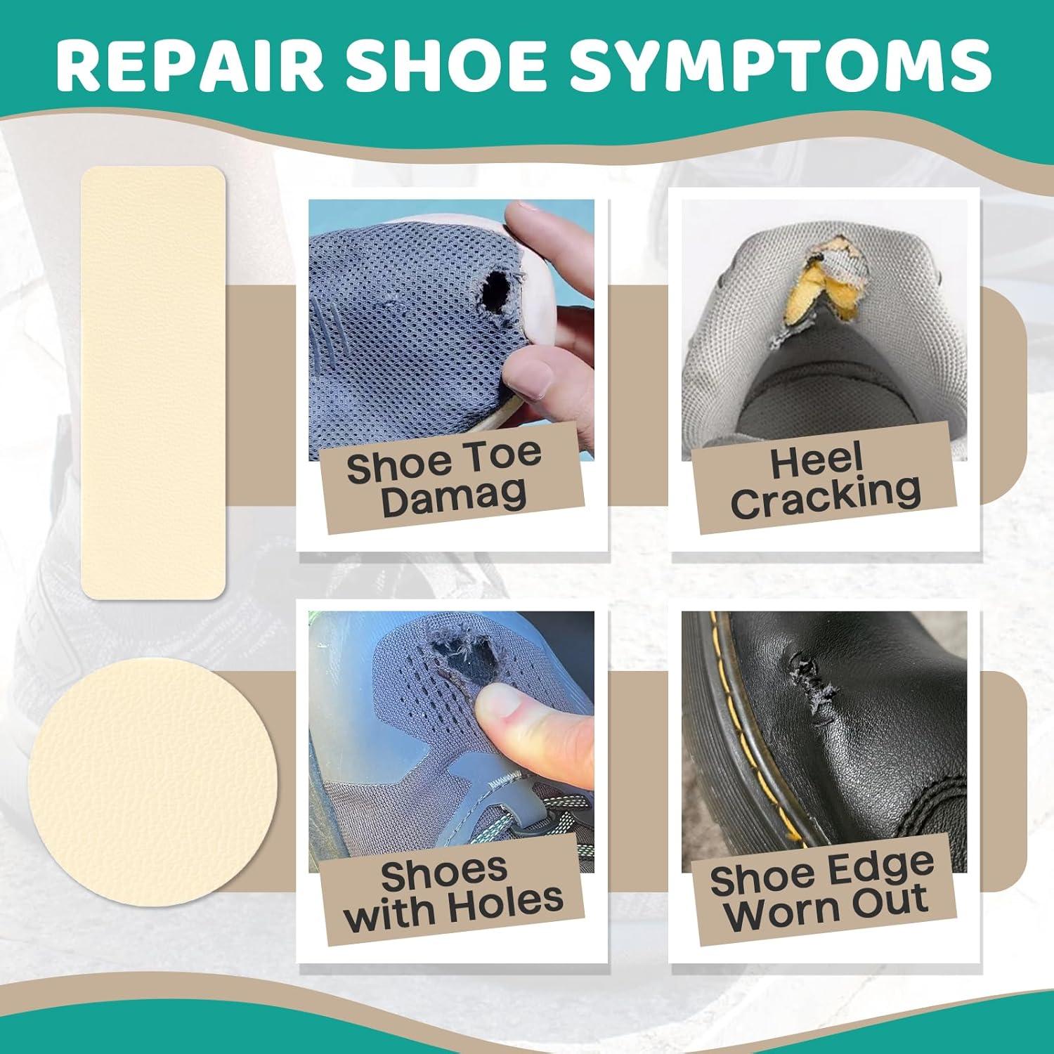 48 Parches Beige Autoadhesivos para Reparar Zapatos - 2 Formas