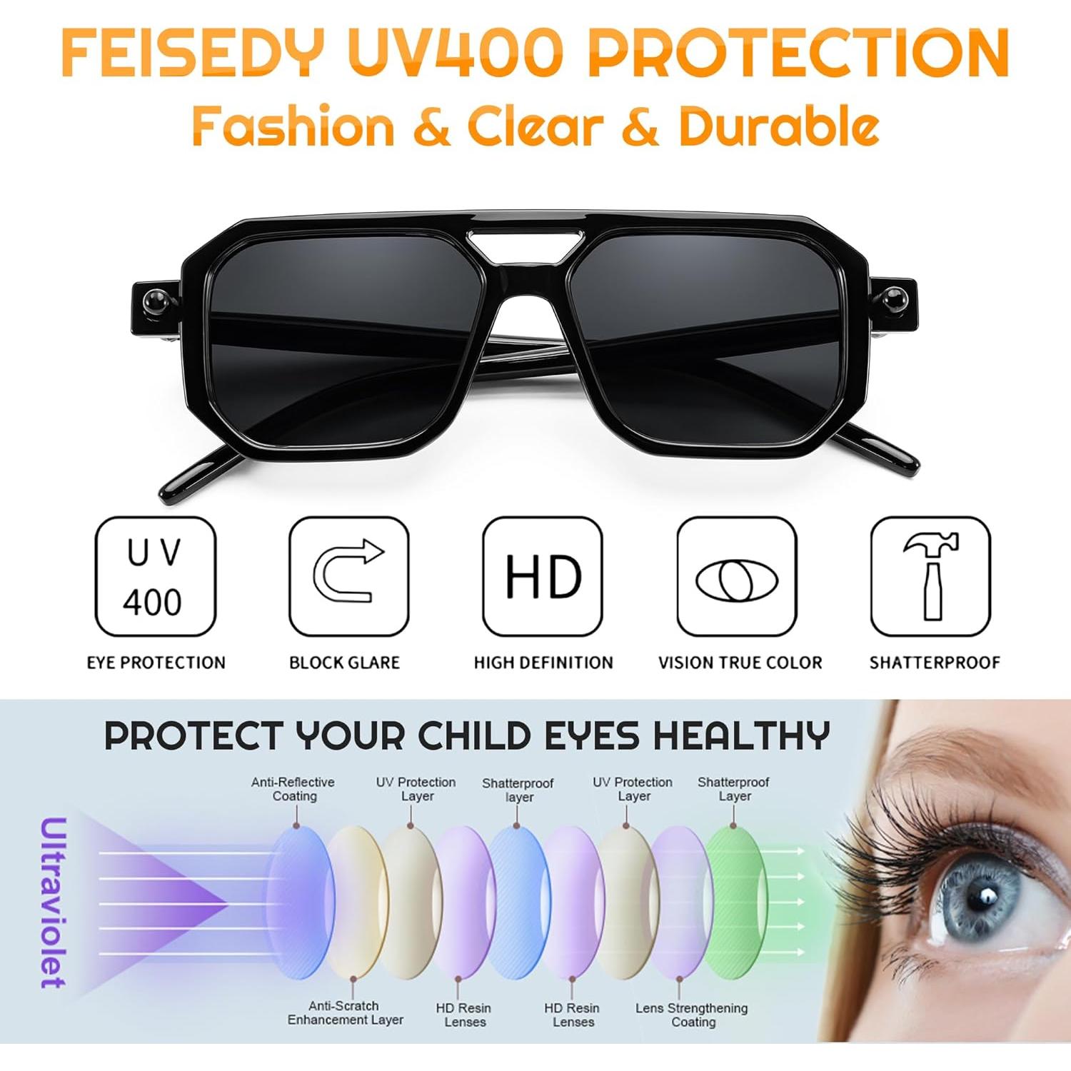 Gafas de sol para niños FEISEDY Piloto Vintage 0-6 años