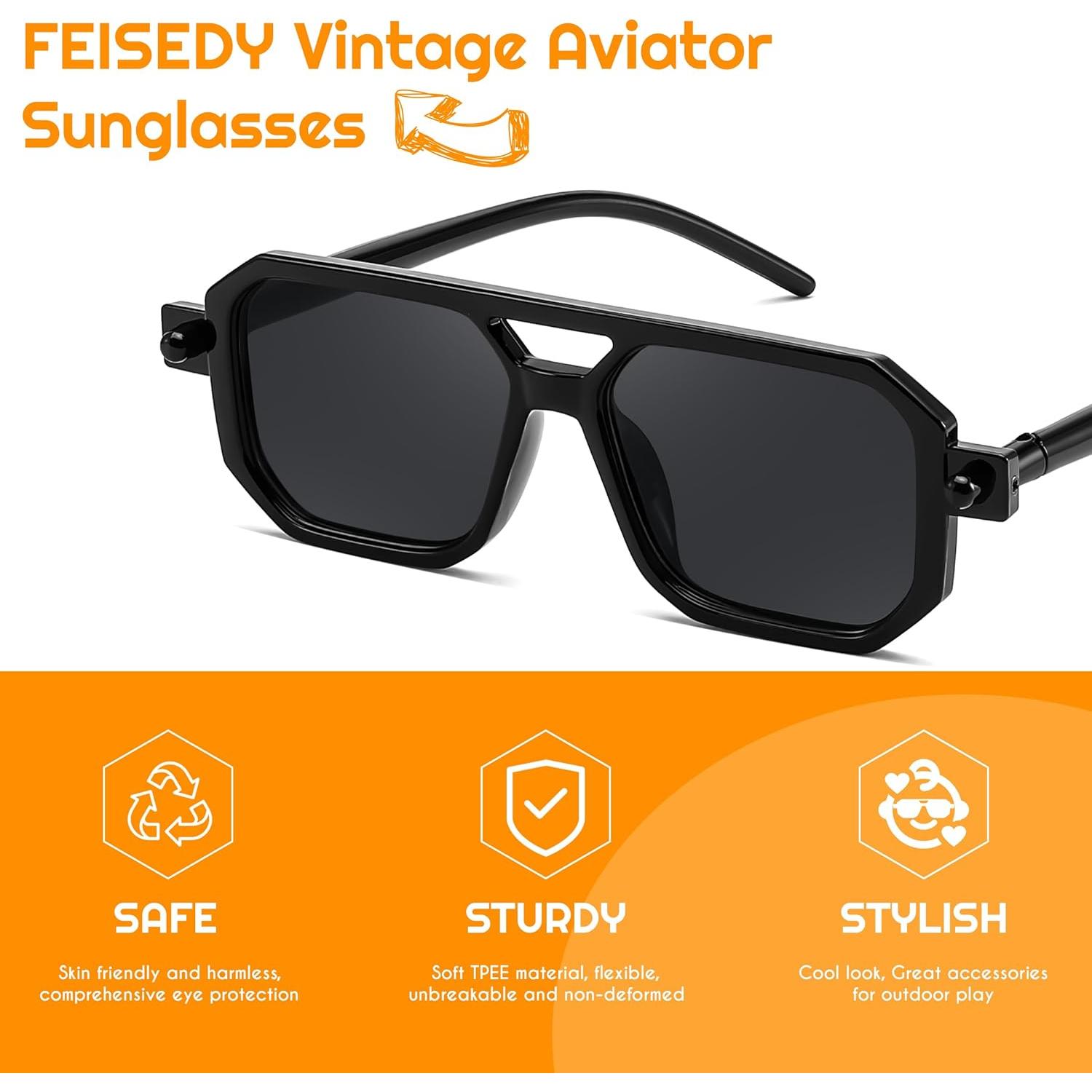 Gafas de sol para niños FEISEDY Piloto Vintage 0-6 años