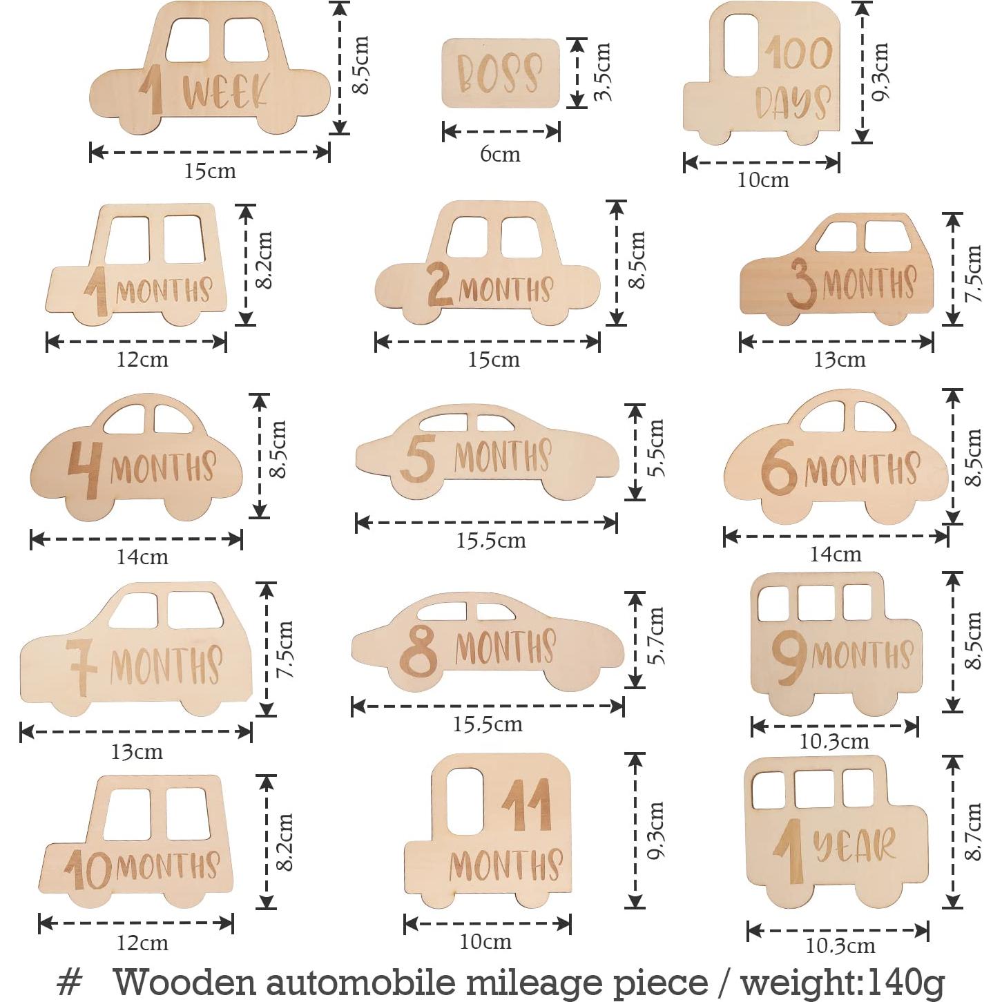 Tarjetas de Hitos Mensuales para Bebés - 15 Piezas de Madera