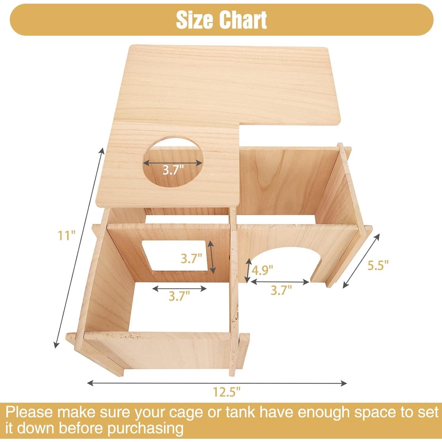 Escondite para Cobayas PAWCHIE Cabaña Madera 32x28x16 cm