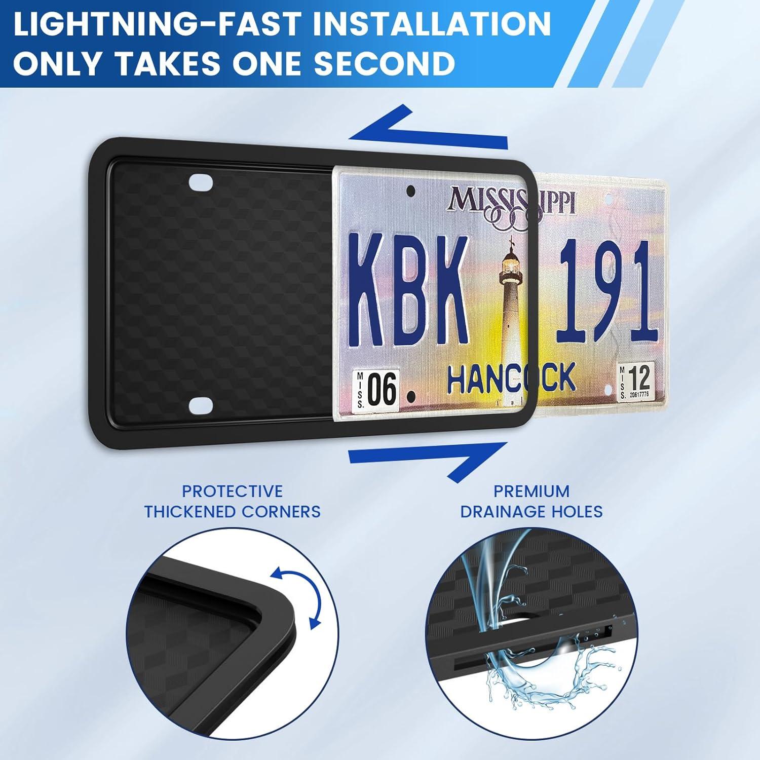 Marco de Placa de Licencia Podestaa Negro TPU Delantero y Trasero