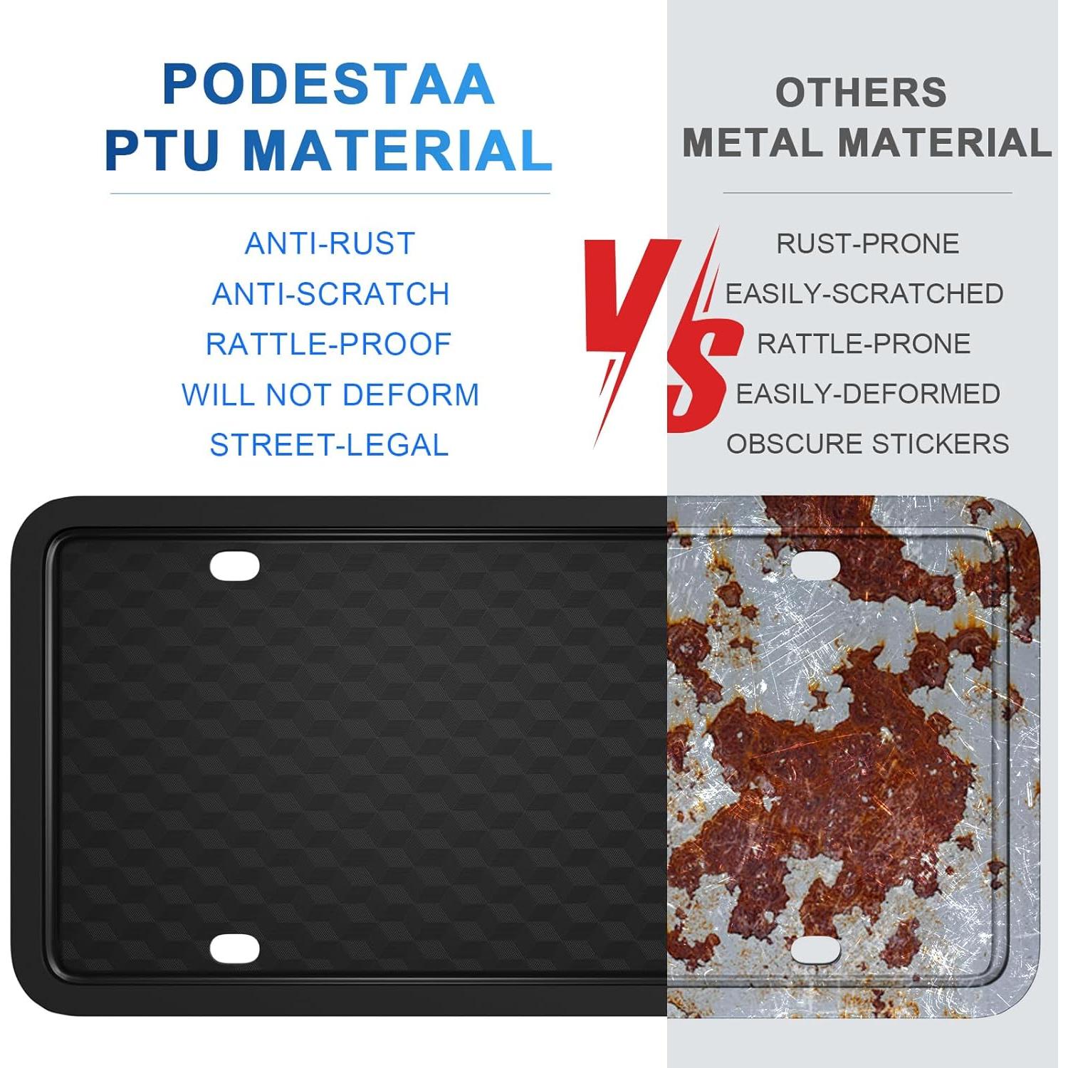 Marco de Placa de Licencia Podestaa Negro TPU Delantero y Trasero