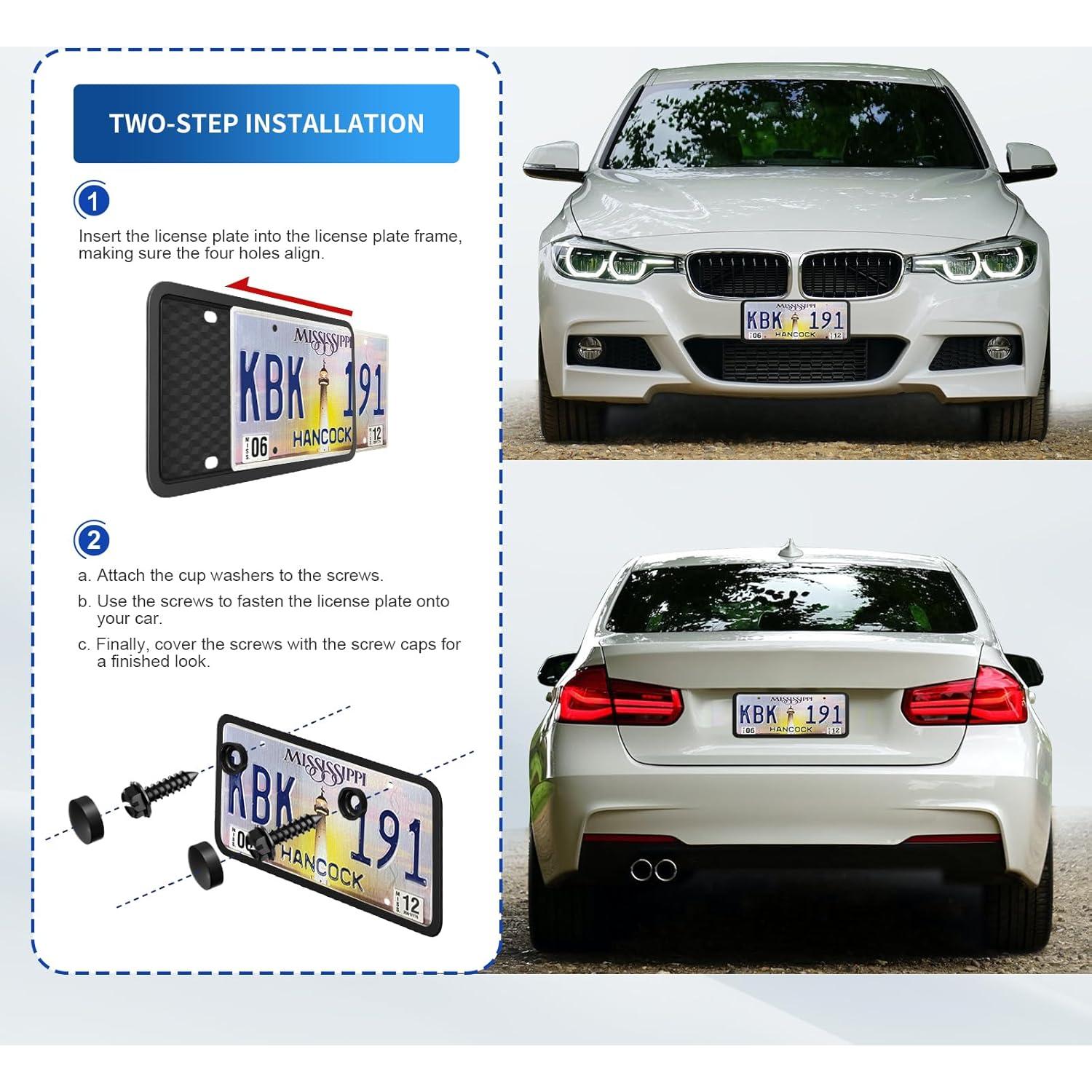 Marco de Placa de Licencia Podestaa Negro TPU Delantero y Trasero