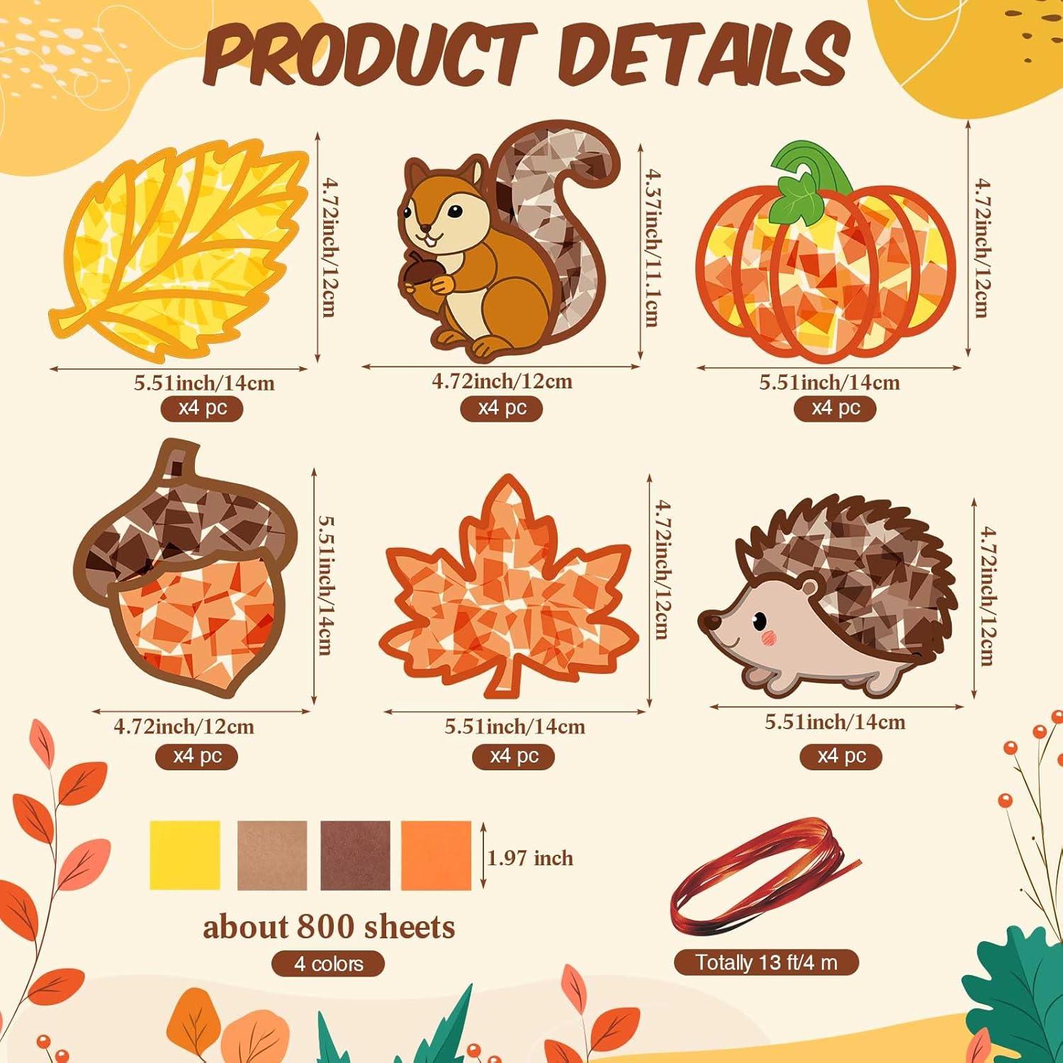 Kit de Manualidades de Otoño Feifeiya 24 Juegos DIY Papel Seda