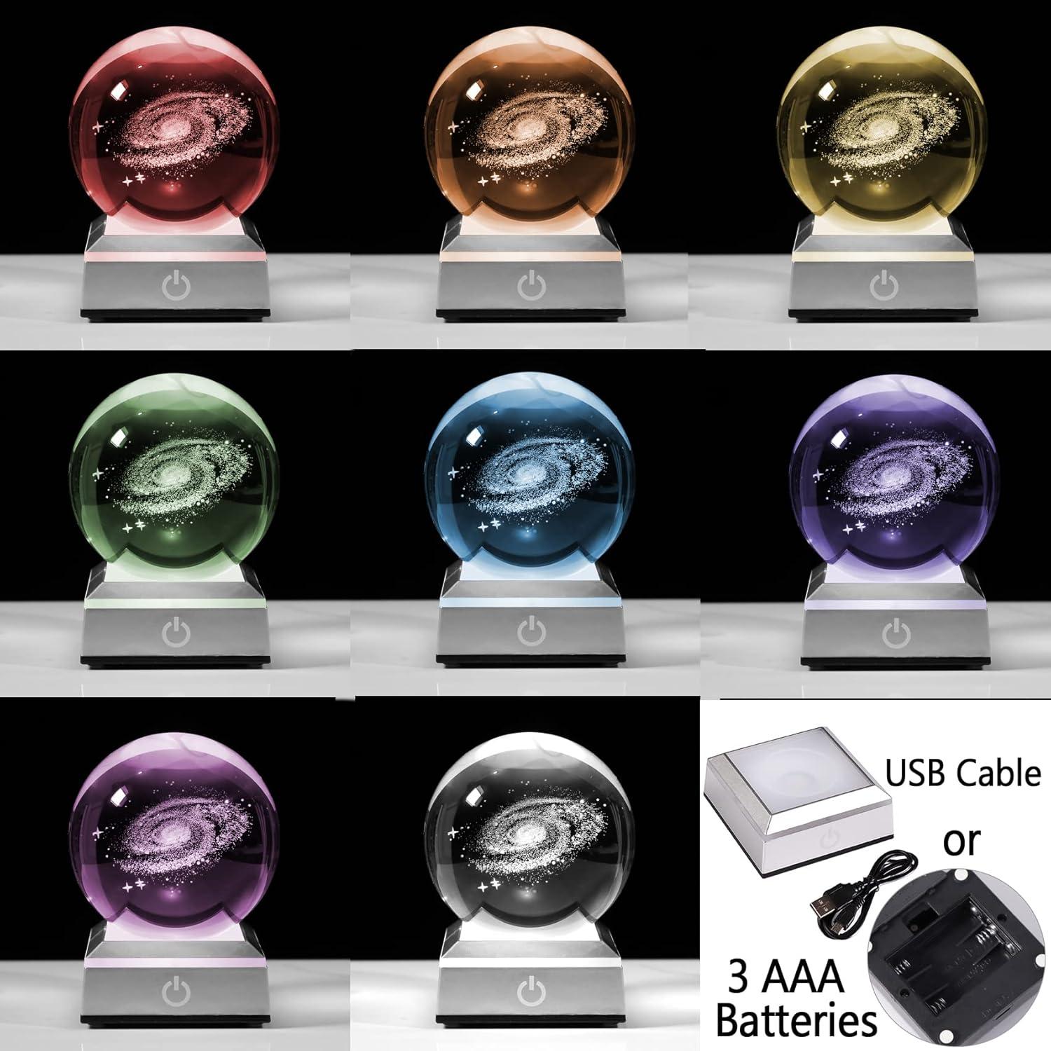 Bola de Cristal 3D Galaxia 8 cm Ornalrist con Luz LED