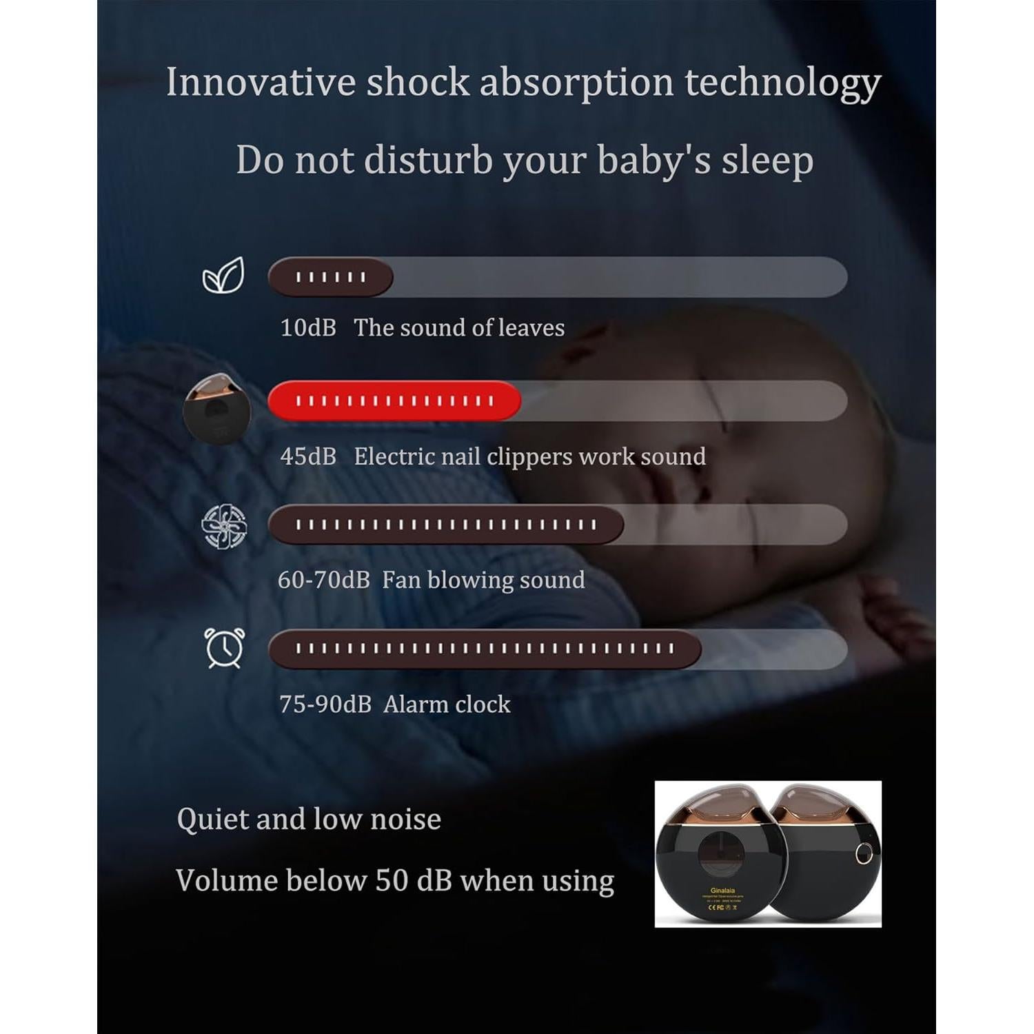 Cortador de Uñas Eléctrico Ginalaia Recargable USB 2 en 1