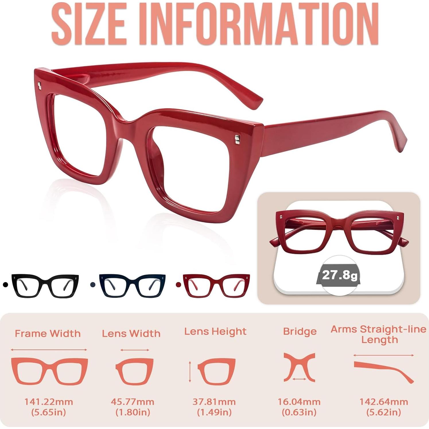 Gafas de lectura WEMOOTANTS rojas ojo de gato 1.0 a 4.0