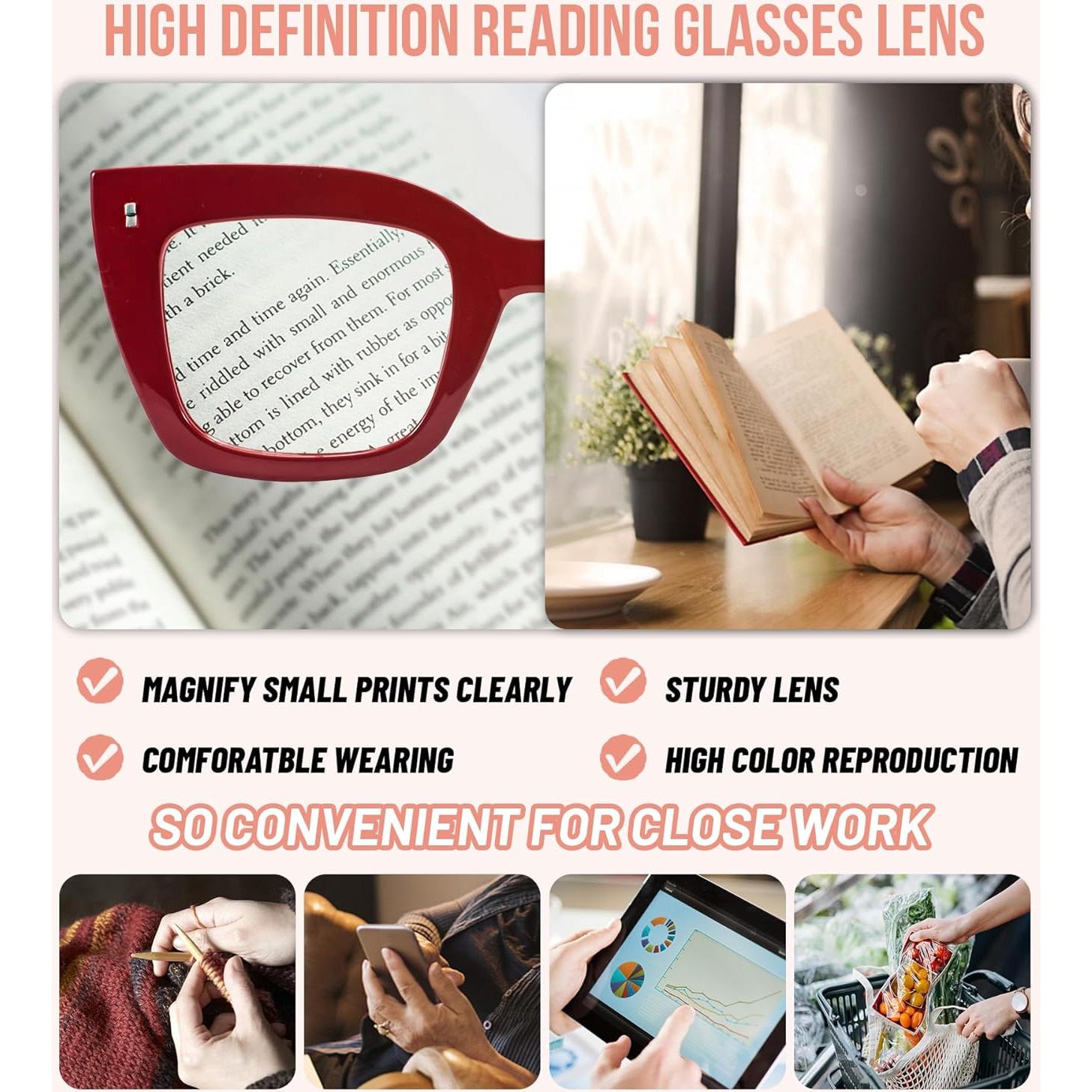 Gafas de lectura WEMOOTANTS rojas ojo de gato 1.0 a 4.0