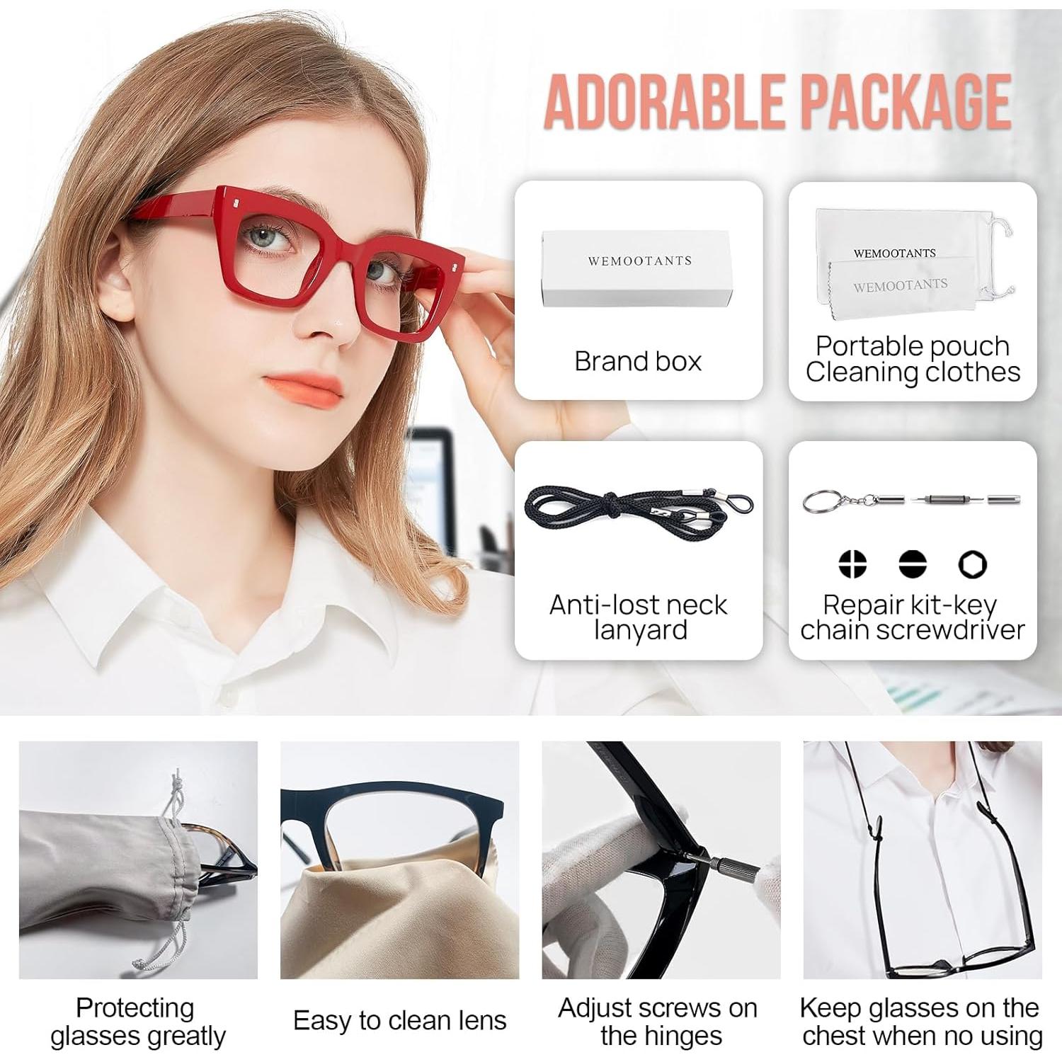 Gafas de lectura WEMOOTANTS rojas ojo de gato 1.0 a 4.0