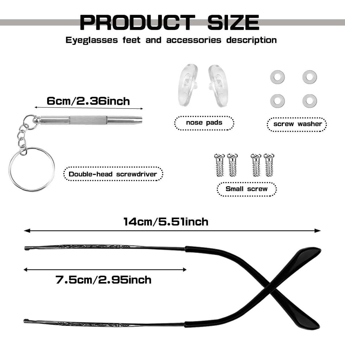 Brazos de Reemplazo para Gafas ZJIVQO Metal Negro Universal