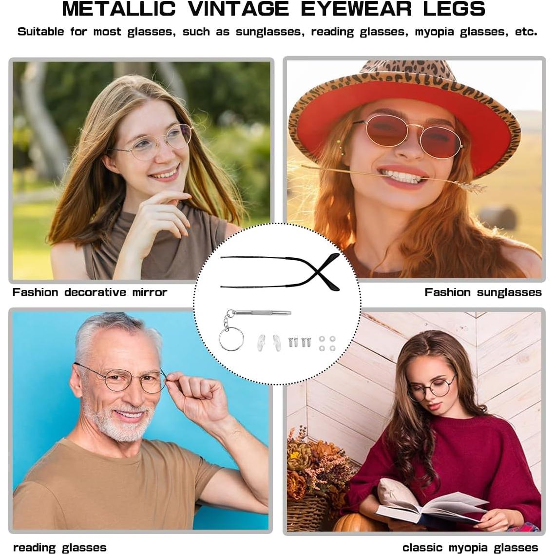 Brazos de Reemplazo para Gafas ZJIVQO Metal Negro Universal