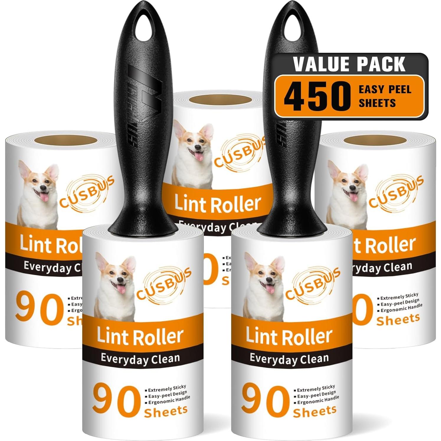 Rodillos Adhesivos Cusbus para Pelo de Mascotas - 450 Hojas