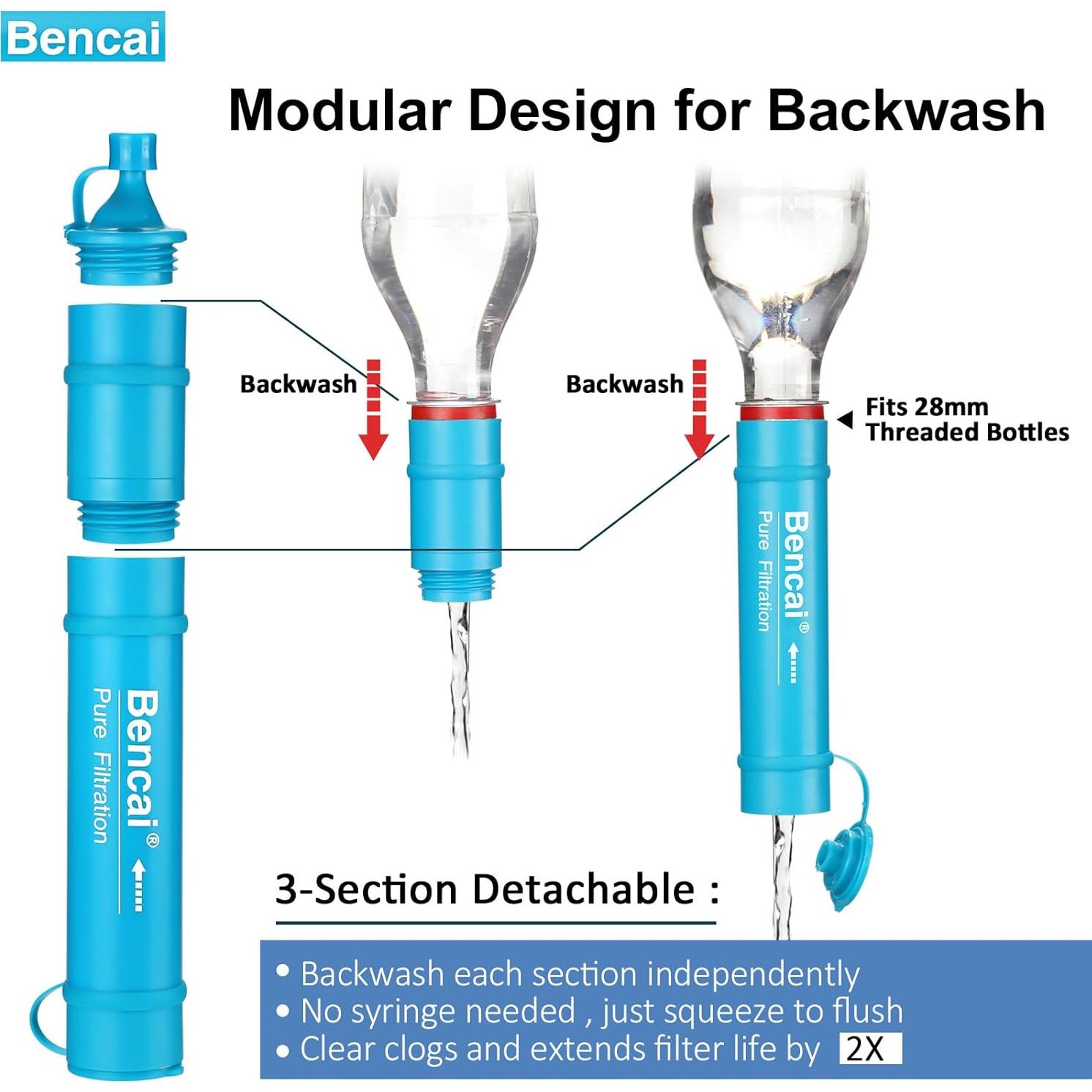 Filtro de Agua Portátil Bencai con Brújula - 0.1 Micrones