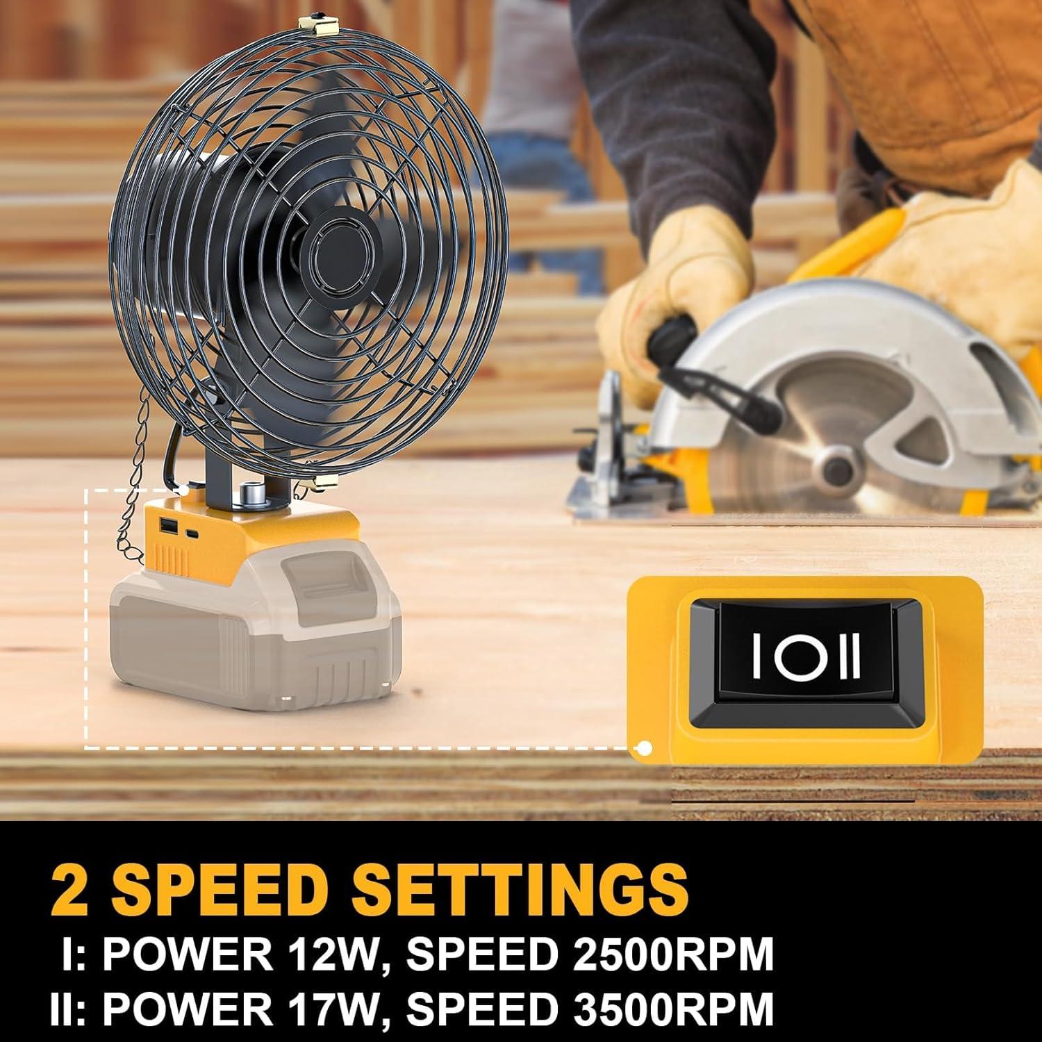 Ventilador Portátil LIVOWALNY 7" 17W Inalámbrico para Dewalt