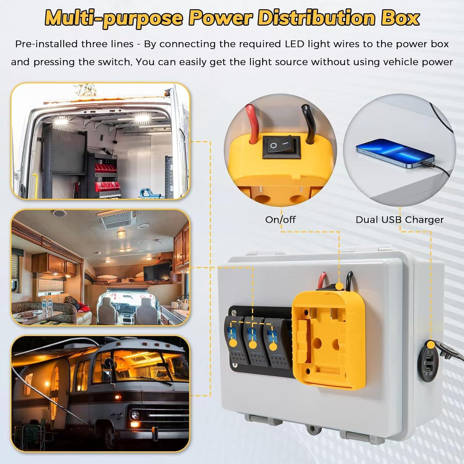 Caja de Distribución de Energía Zelvoro para Batería DeWalt 20V