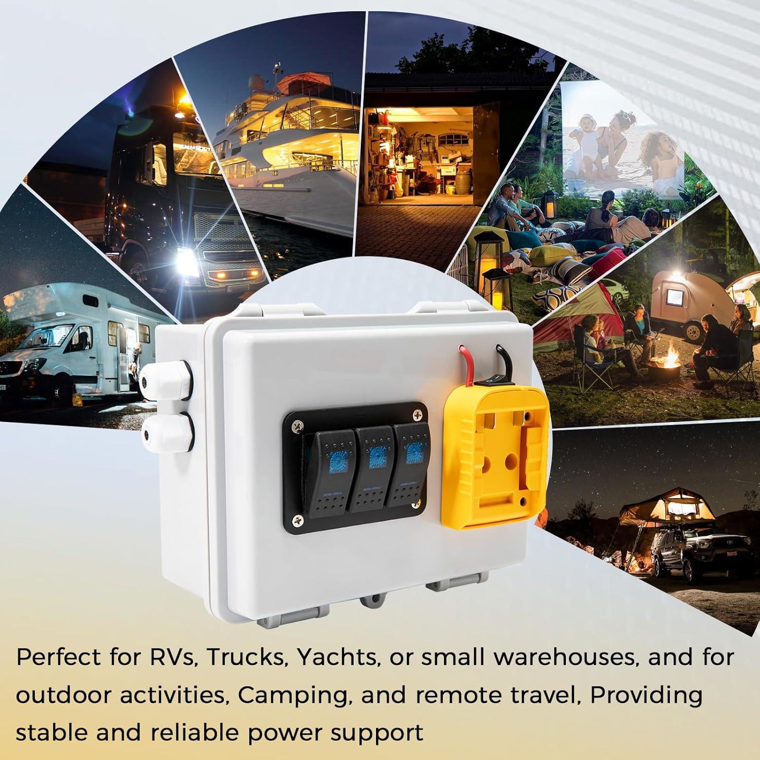 Caja de Distribución de Energía Zelvoro para Batería DeWalt 20V