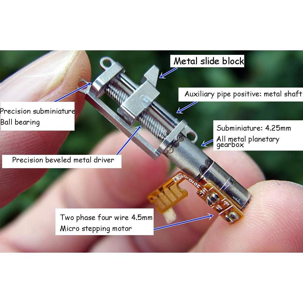 Acxico 1Pcs Mini Micro 4mm 5V 2-Phase 4-Wire Precision Planetary Gearbox Gear Stepper Motor Screw Metal Slider Nut