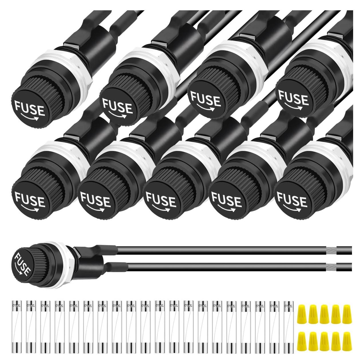 Soporte de Fusible Montaje en Panel 5x20mm MKBKLLJY 10PCS