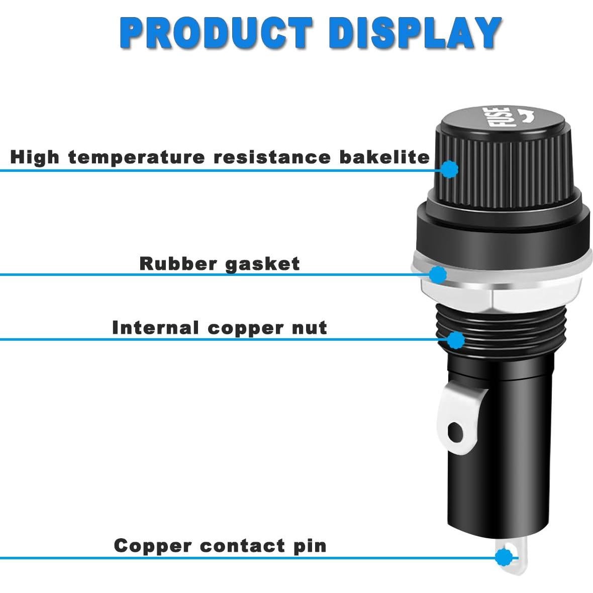 Soporte de Fusible Montaje en Panel 5x20mm MKBKLLJY 10PCS