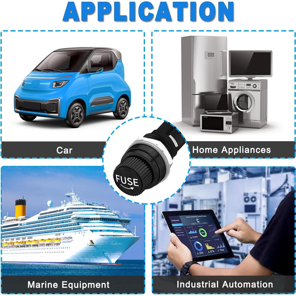 Soporte de Fusible Montaje en Panel 5x20mm MKBKLLJY 10PCS