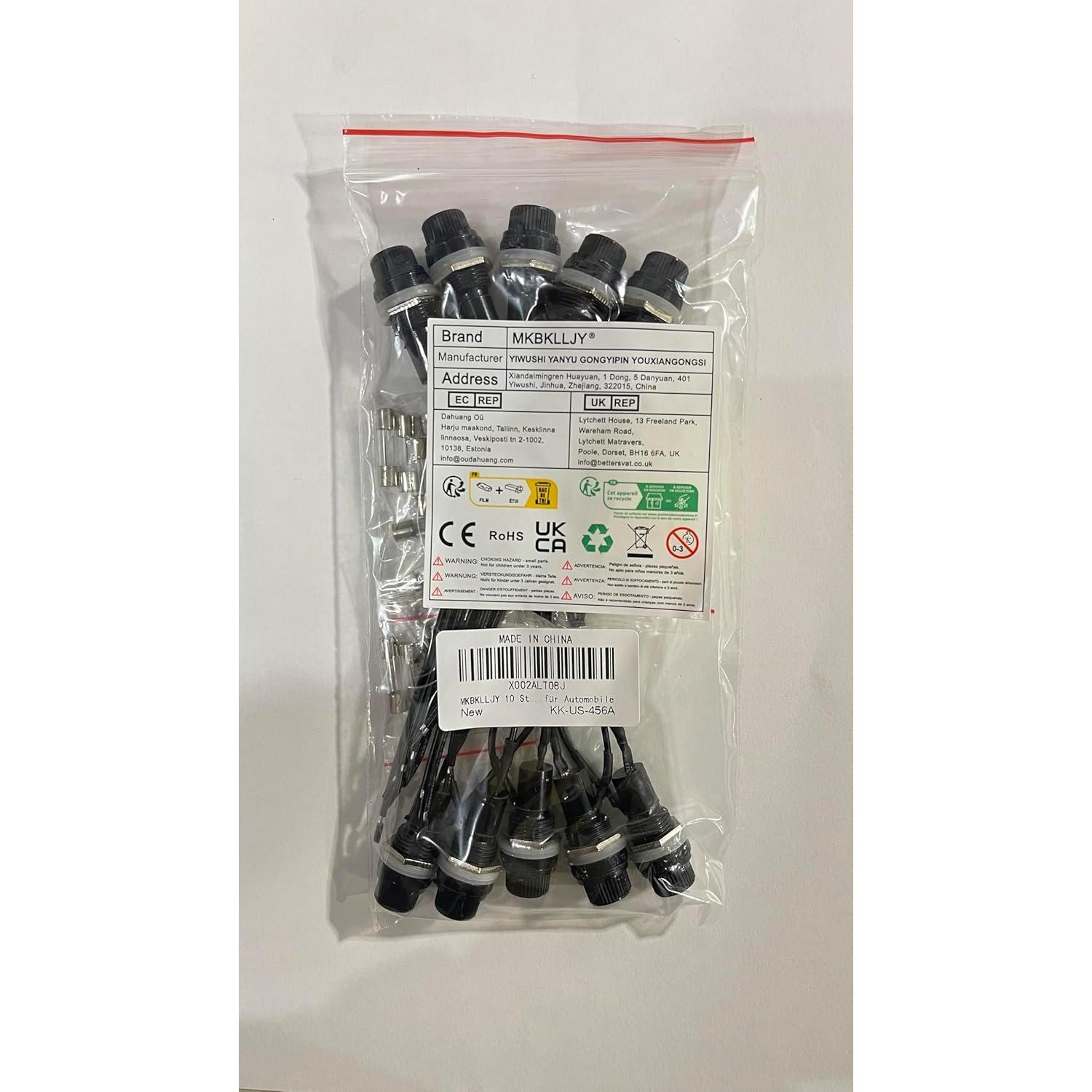 Soporte de Fusible Montaje en Panel 5x20mm MKBKLLJY 10PCS