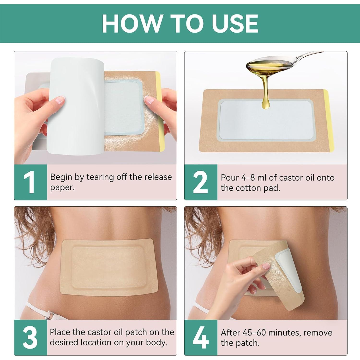 10 Parches de Aceite de Ricino Orgánico Taoscare 30x16cm