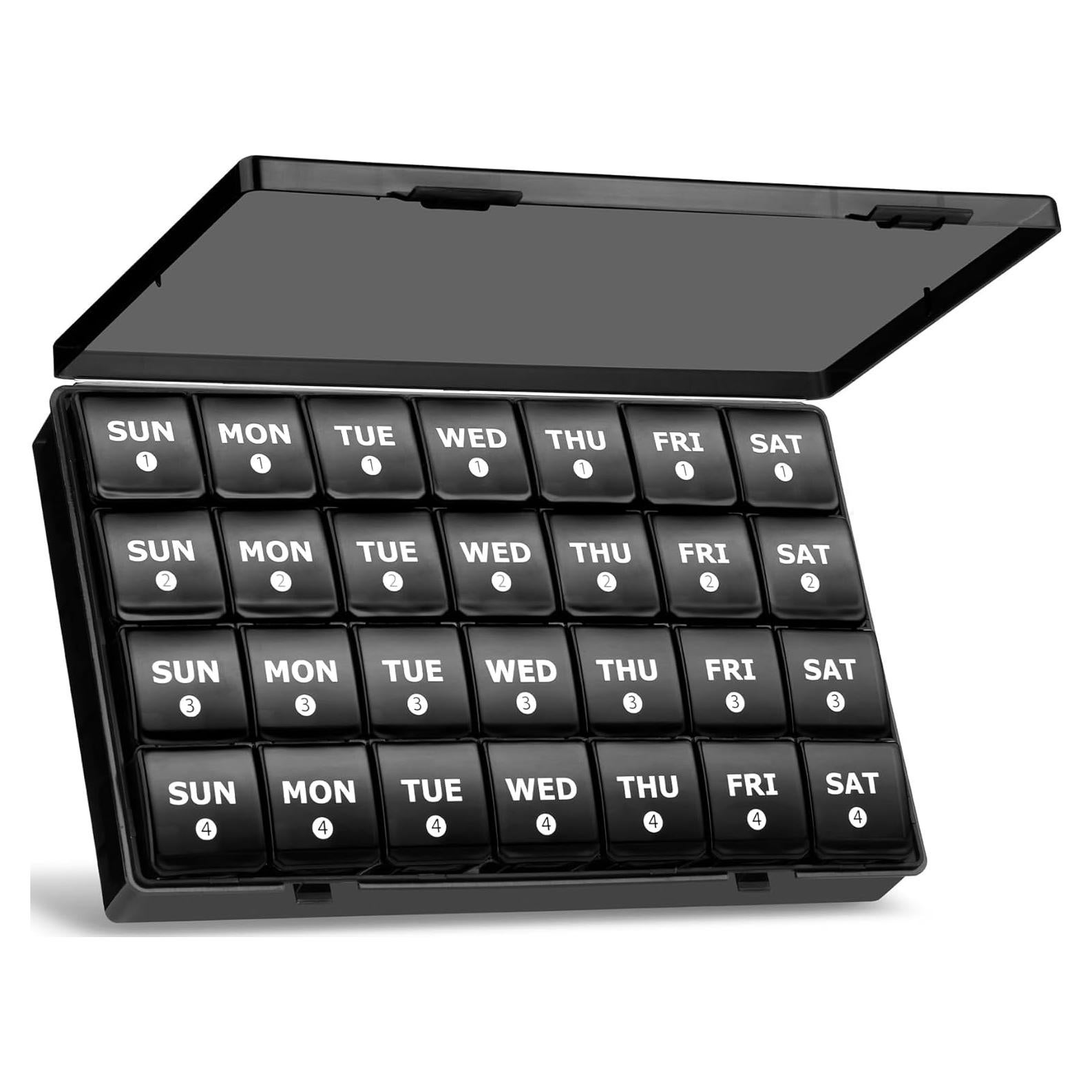 Organizador de Pastillas Mensual Yaklim XL 28 Días Negro