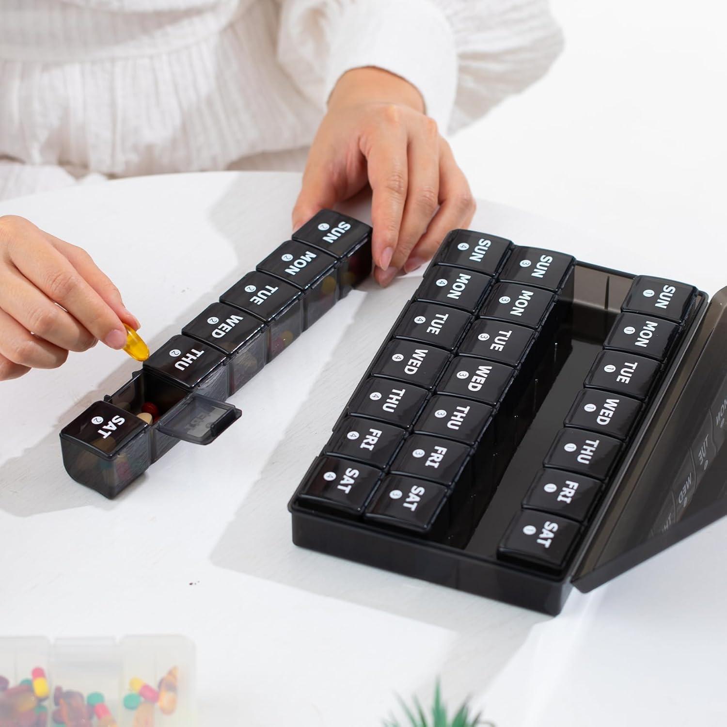 Organizador de Pastillas Mensual Yaklim XL 28 Días Negro