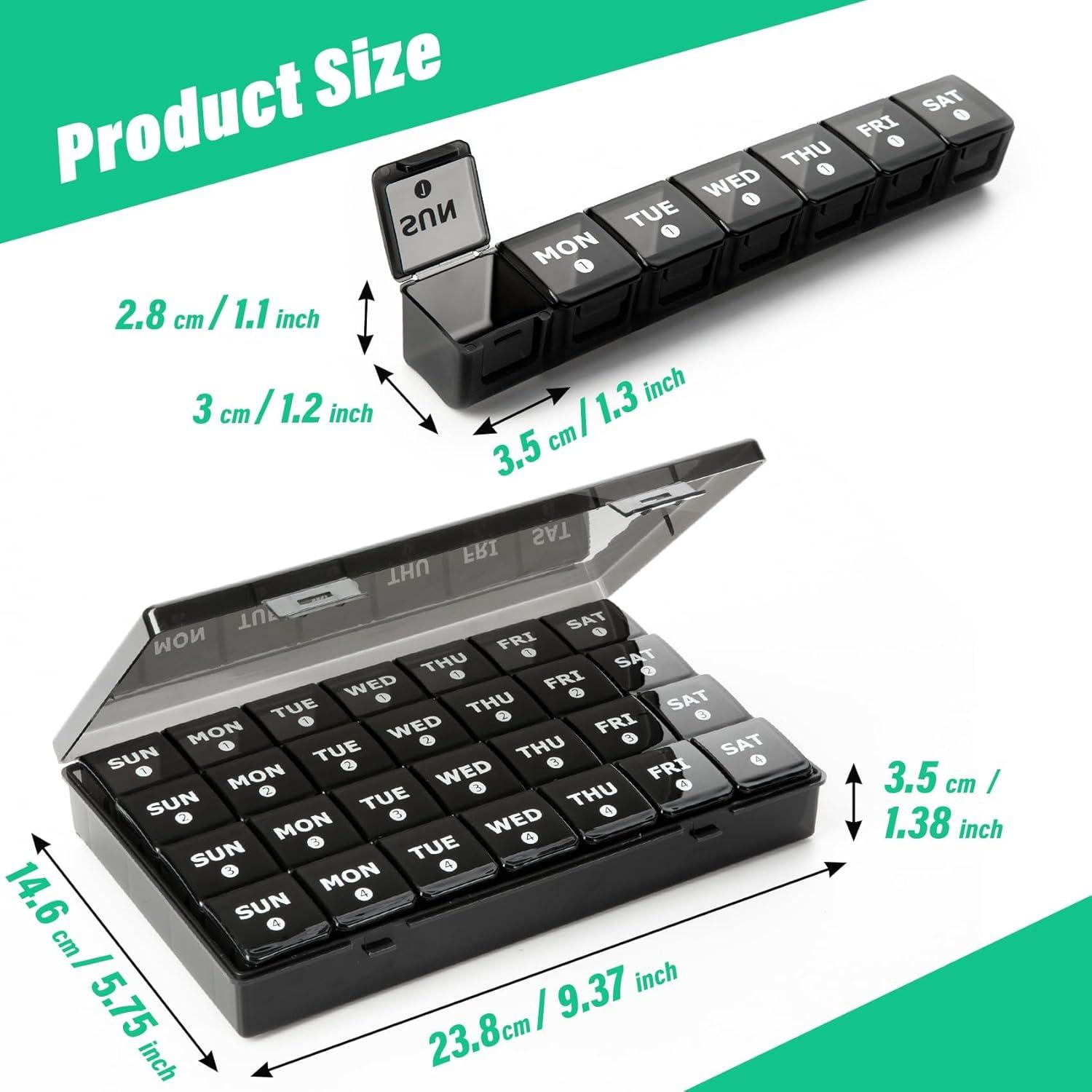 Organizador de Pastillas Mensual Yaklim XL 28 Días Negro