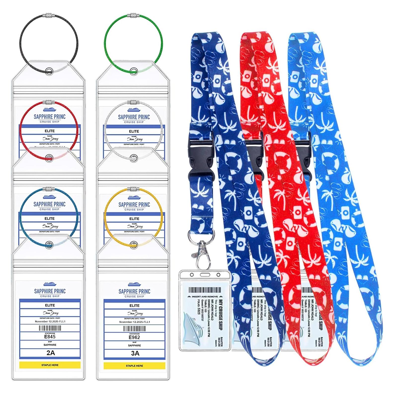 Soporte de Etiquetas de Equipaje Crucero Princesa 6 Pcs con Lanyards