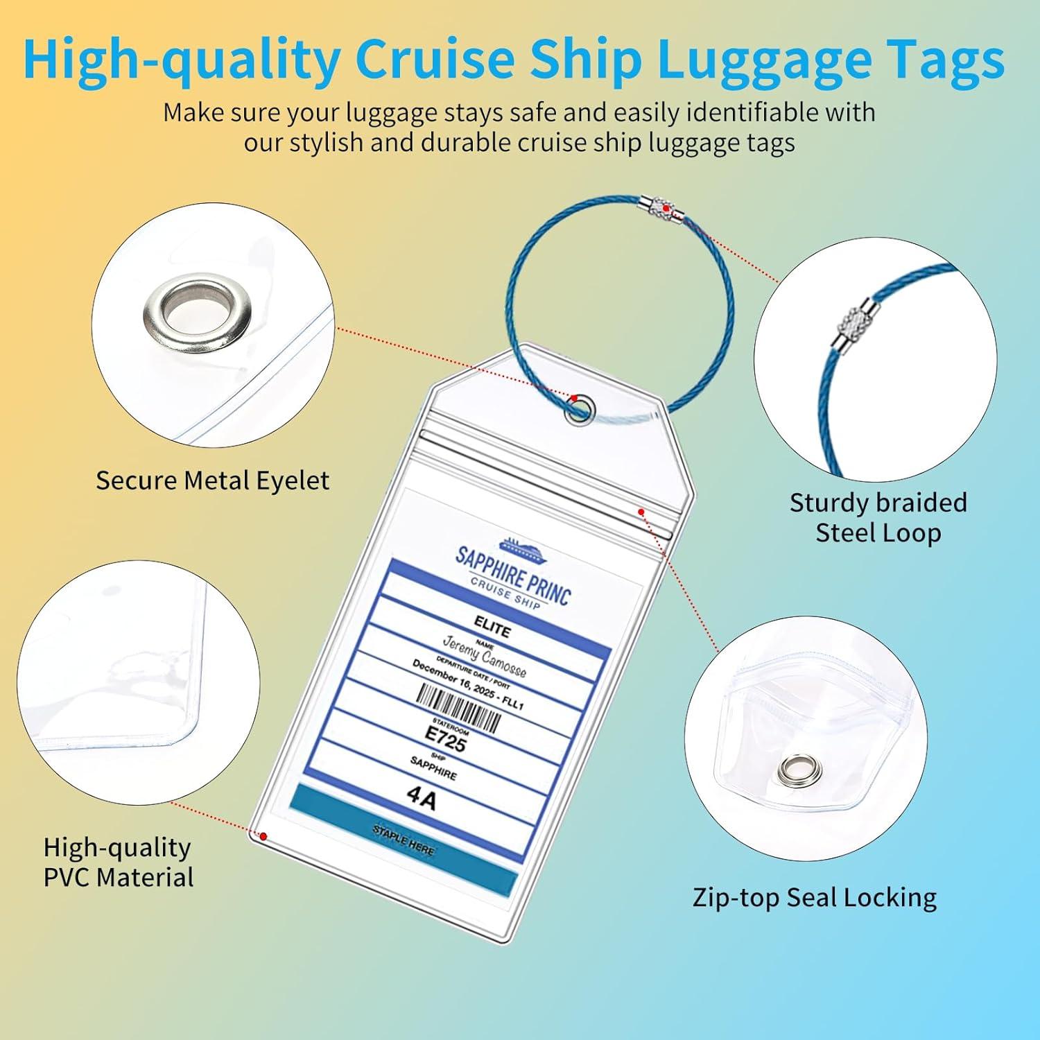 Soporte de Etiquetas de Equipaje Crucero Princesa 6 Pcs con Lanyards